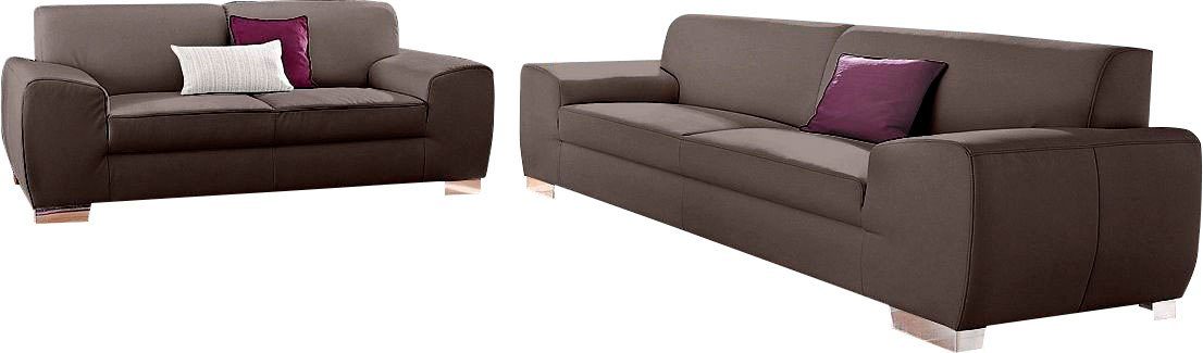 DOMO collection Polstergarnitur Ricardo kubisch, modern & elegant, bequem, Federkernunterfederung, (Set, 2-tlg), Set: 2-Sitzer und …