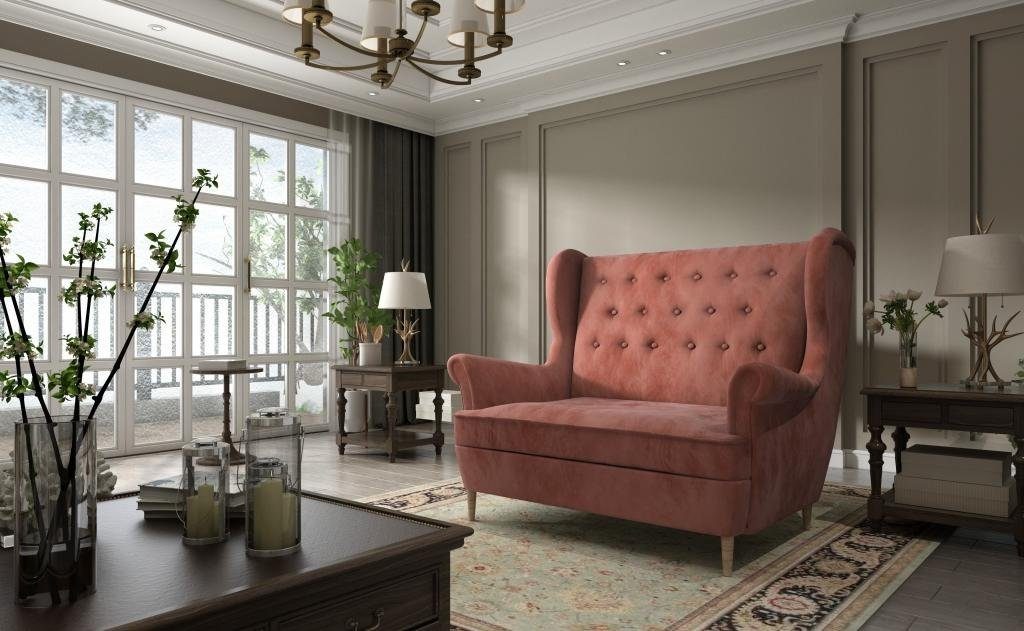 Blauer Made Rosa Chesterfield Zweisitzer Neu, JVmoebel Sofa Europe Luxus Moderner in Couch Polster