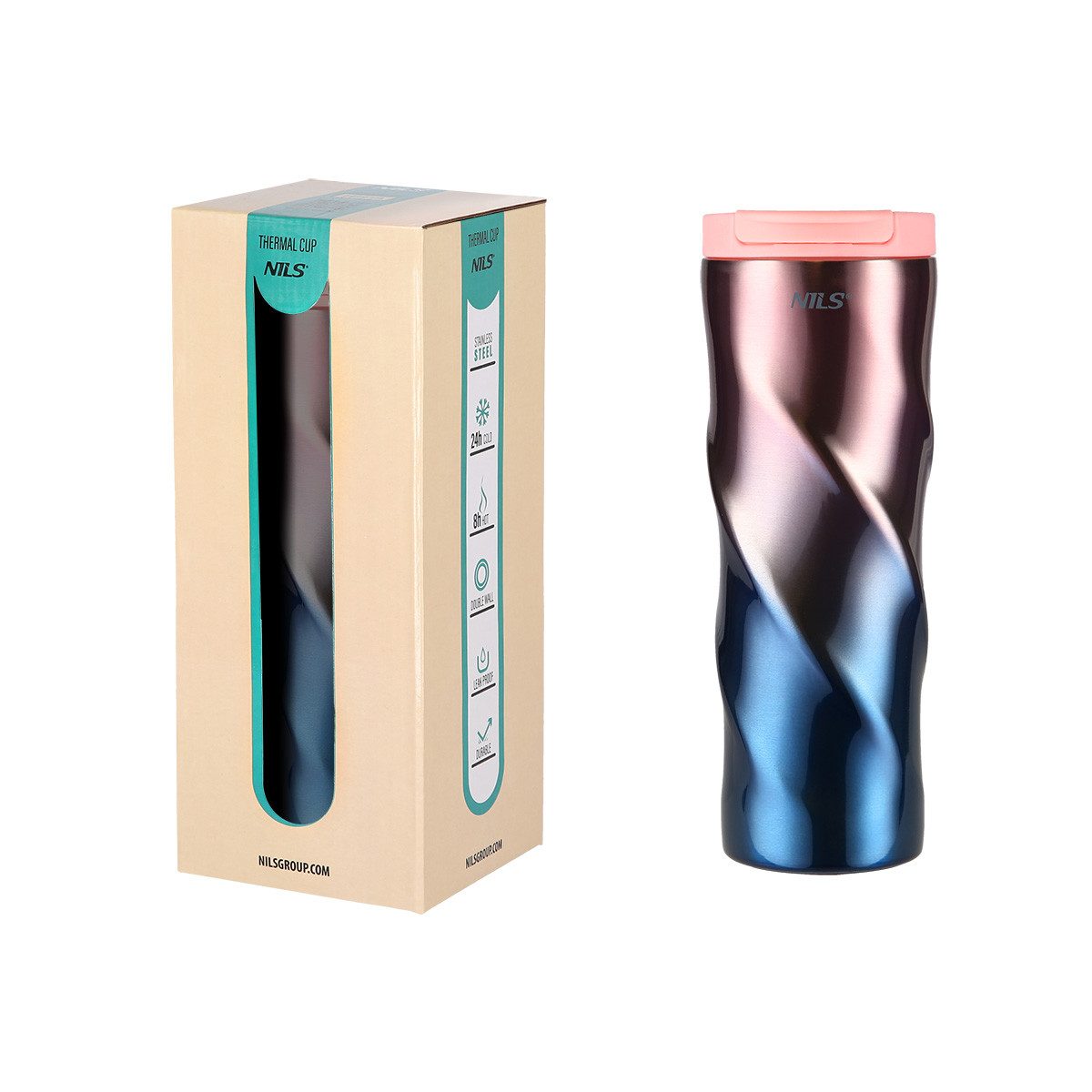 Nils Thermobecher Swirl Trinkbecher To Go-Becher Metallic 500ml
