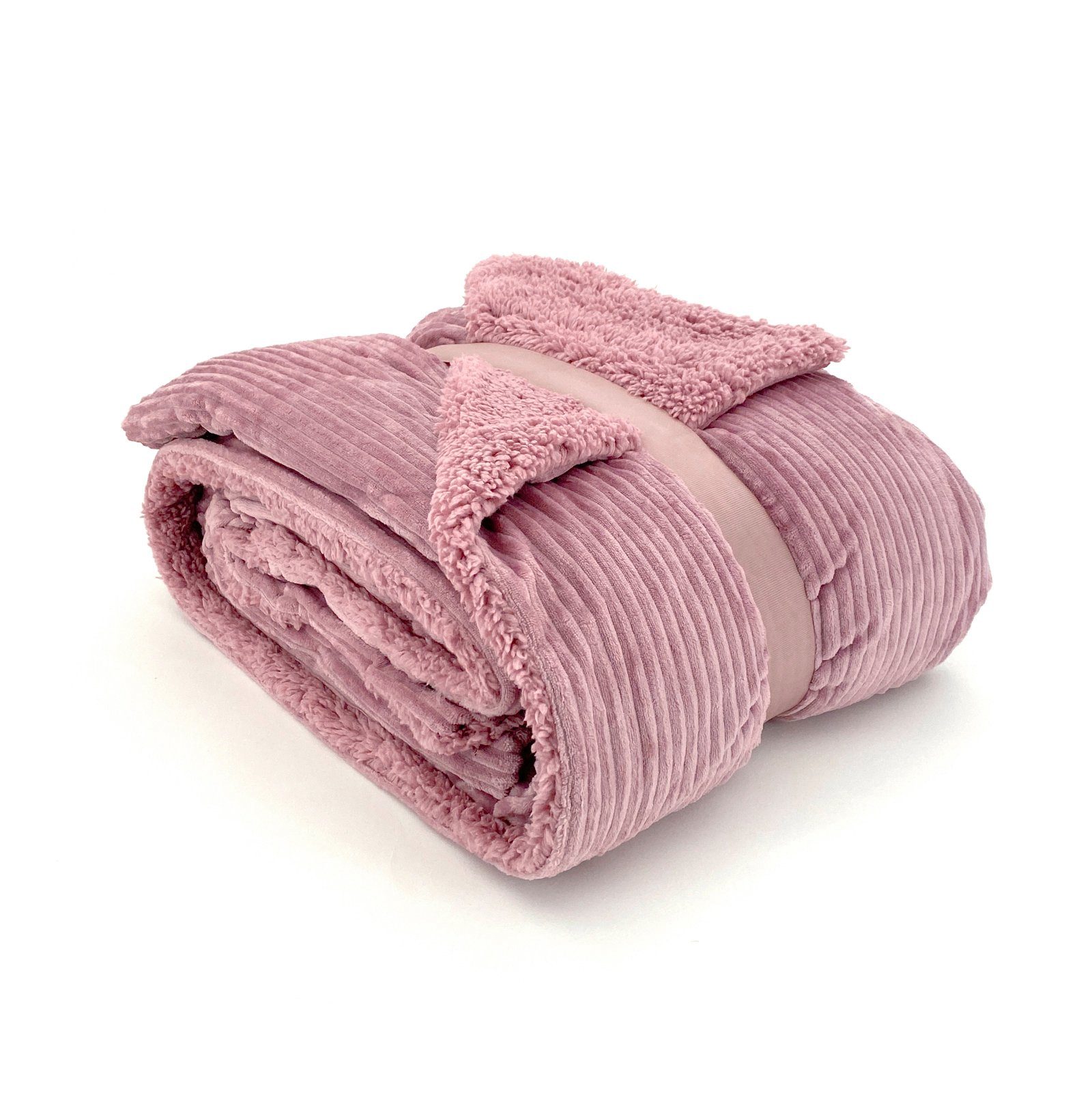 Wohndecke Flauschige Cord Kuscheldecke Sherpa Fell Sofadecke, heimtexland, günstig online kaufen