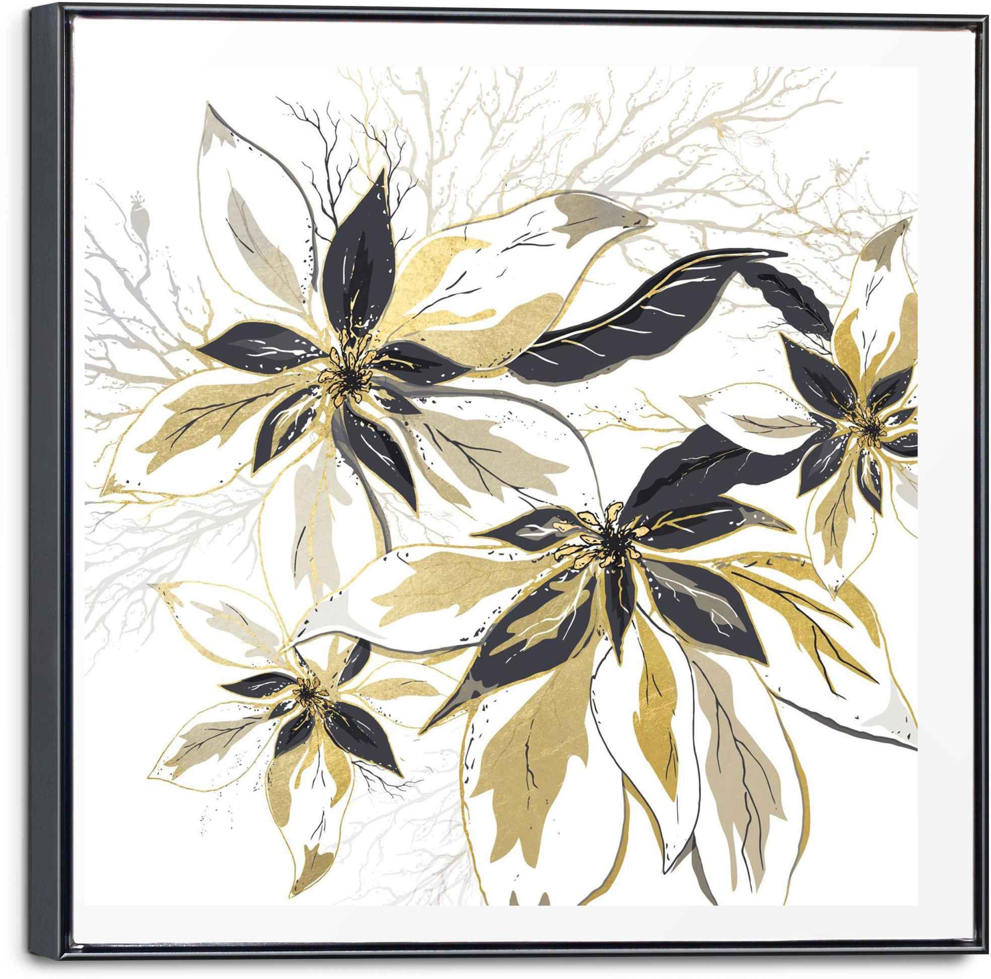 Reinders! Leinwandbild Leinwandbild Goldene Blüten Blumen - Glamourös -  Stilvoll, Blumen (1 St) | Kunstdrucke
