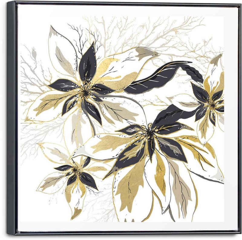 Reinders! Leinwandbild »Leinwandbild Goldene Blüten Blumen - Glamourös - Stilvoll«, Blumen (1 St)