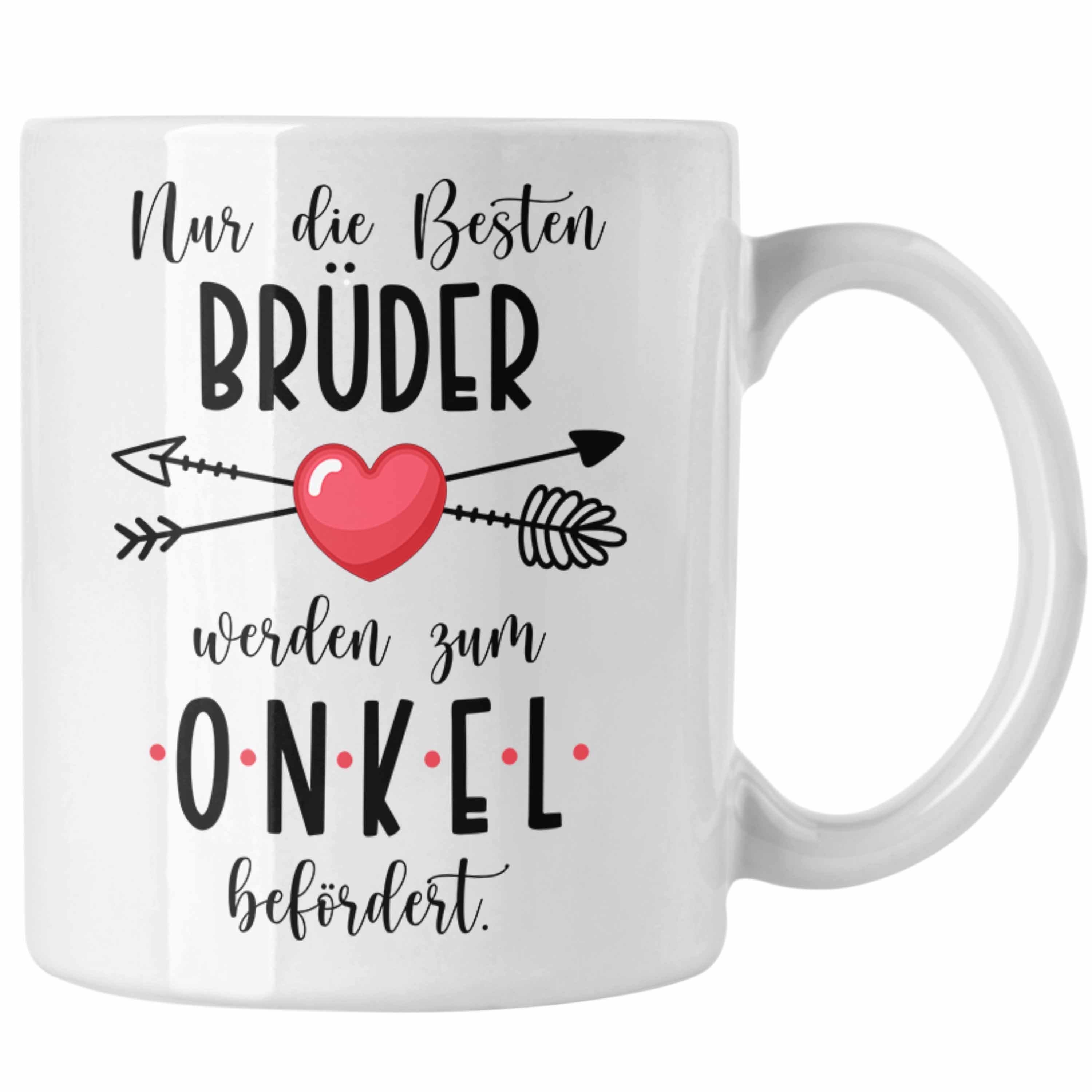 Trendation Tasse Trendation - Du Wirst Onkel Tasse 2023 Schwangerschaft Onkel Weiss