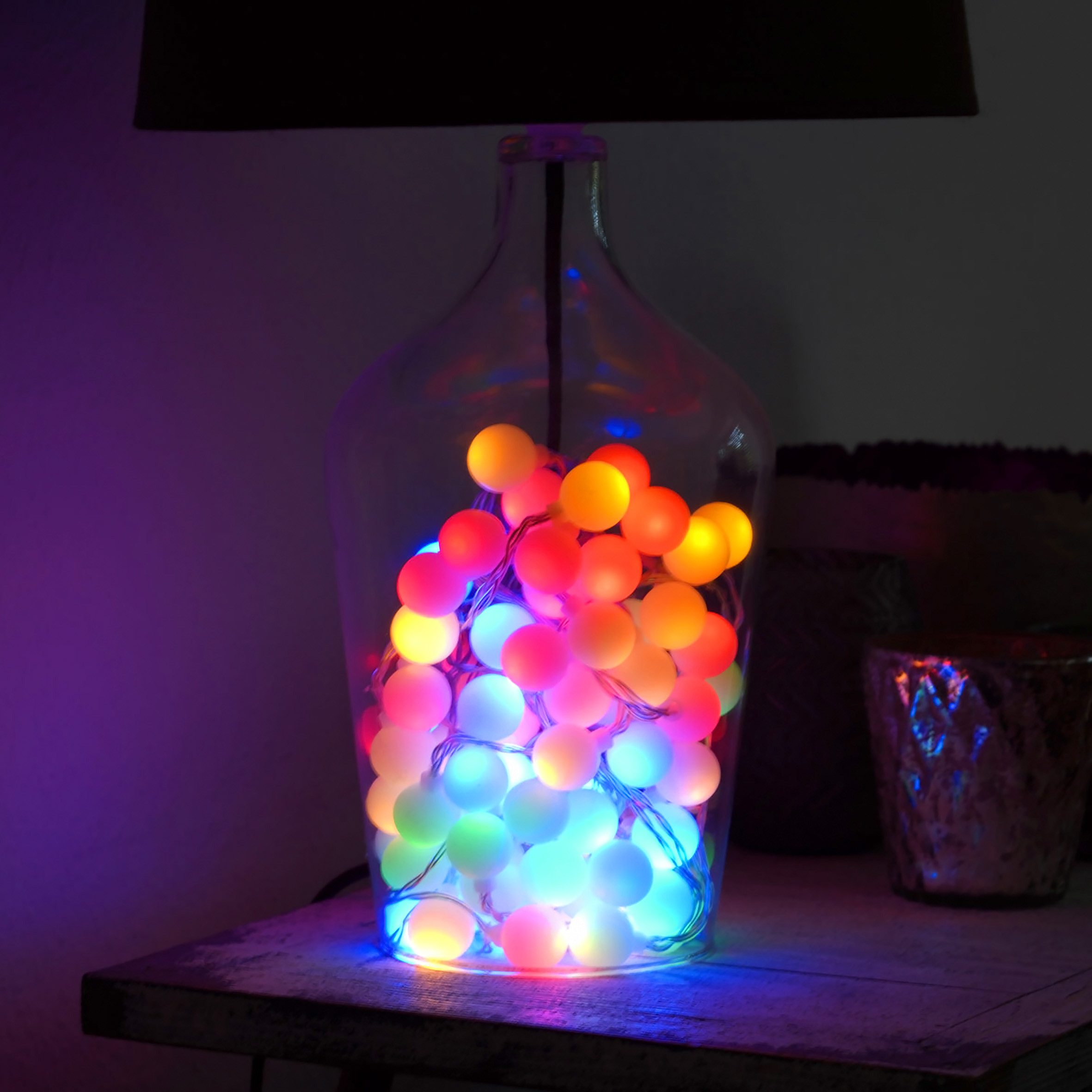 Spetebo LED-Girlande LED Party Lichterkette mit 80 Kugeln - 16 m / bunt, 80-flammig, Festbeleuchtung mit Netzteil