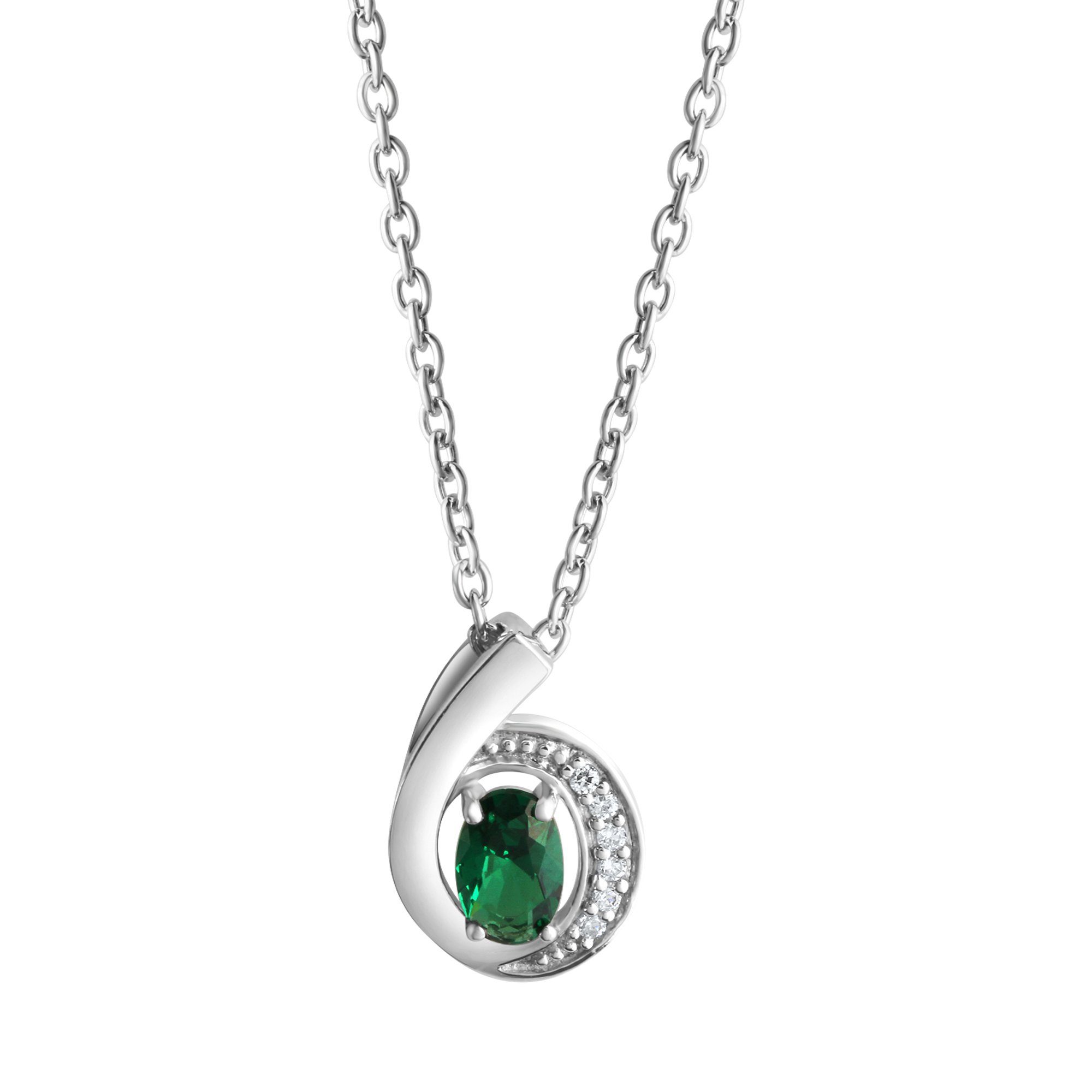 Kette mit Anhänger 925-Sterling Silber rhodiniert Zirkonia