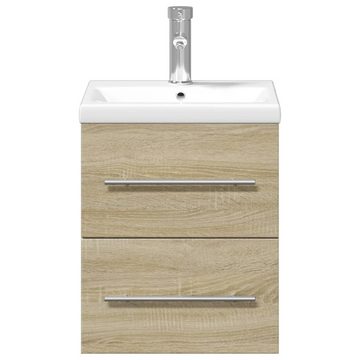 vidaXL Badezimmerspiegelschrank Waschbeckenunterschrank mit Einbaubecken Sonoma-Eiche