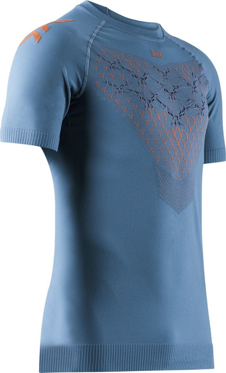 X-Bionic T-Shirt Laufshirt Twyce Run (enganliegend) Kurzarm mineralblau/orange Herren