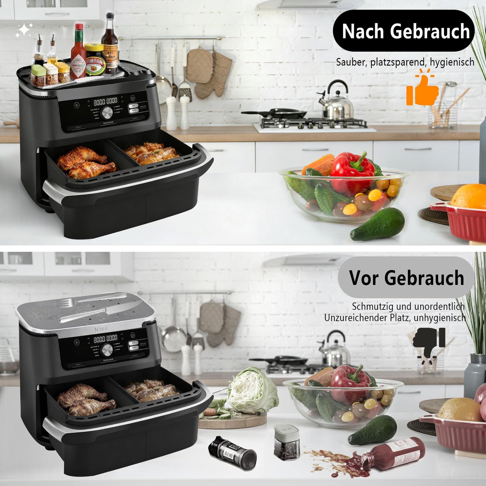 Agger Silikonform Airfryer Zubehör für Ninja AF400EU/AF451EU/AF500EU/DZ400EU, Heißluftfritteuse Zubehör Spülmaschinenfest – Bild 3 von 5