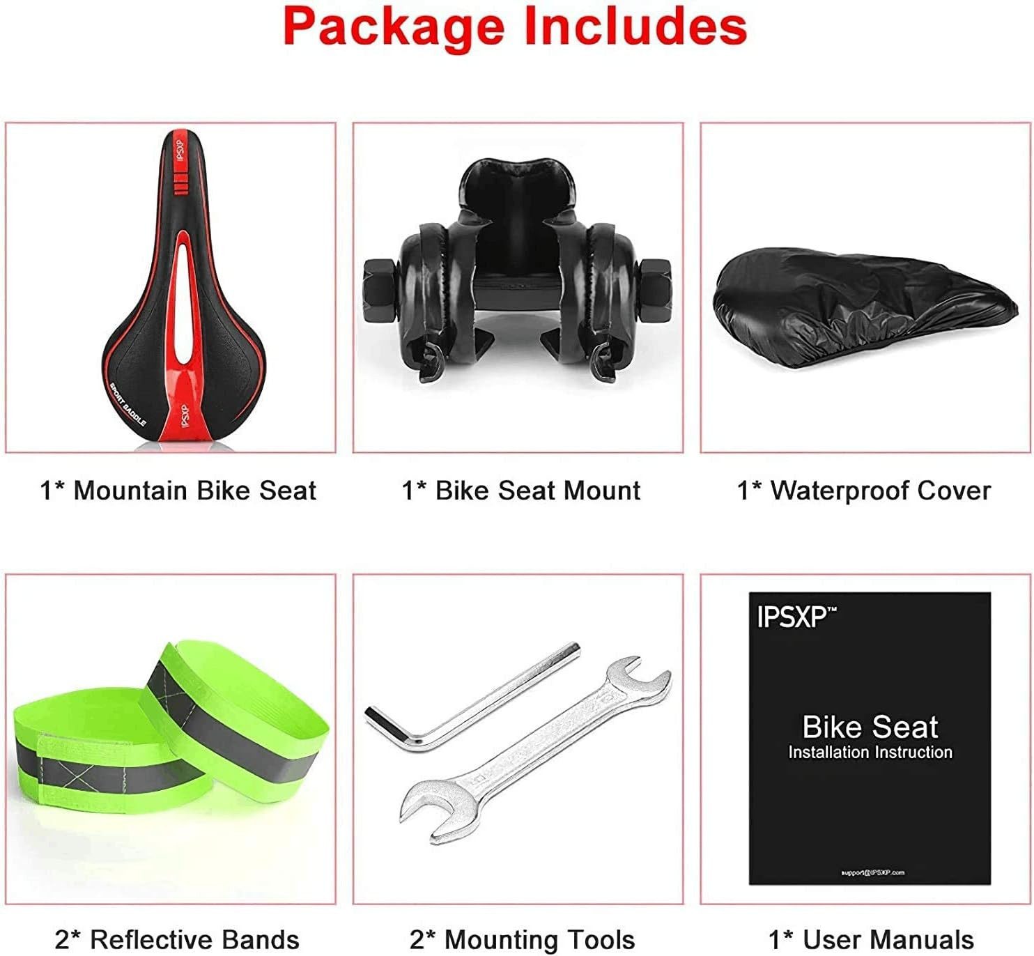 IPSXP Fahrradsattel Fahrradsattel, ergonomisch, Gel-Polsterung, MTB & Rennrad Sattel (Universeller Fahrradsattel für Rennräder, Mountainbikes und Trekking., Fahrradsattel inkl. Montageset, geeignet für alle Fahrradtypen), Ergonomisches Design mit zentraler Aussparung zur Druckentlastung.