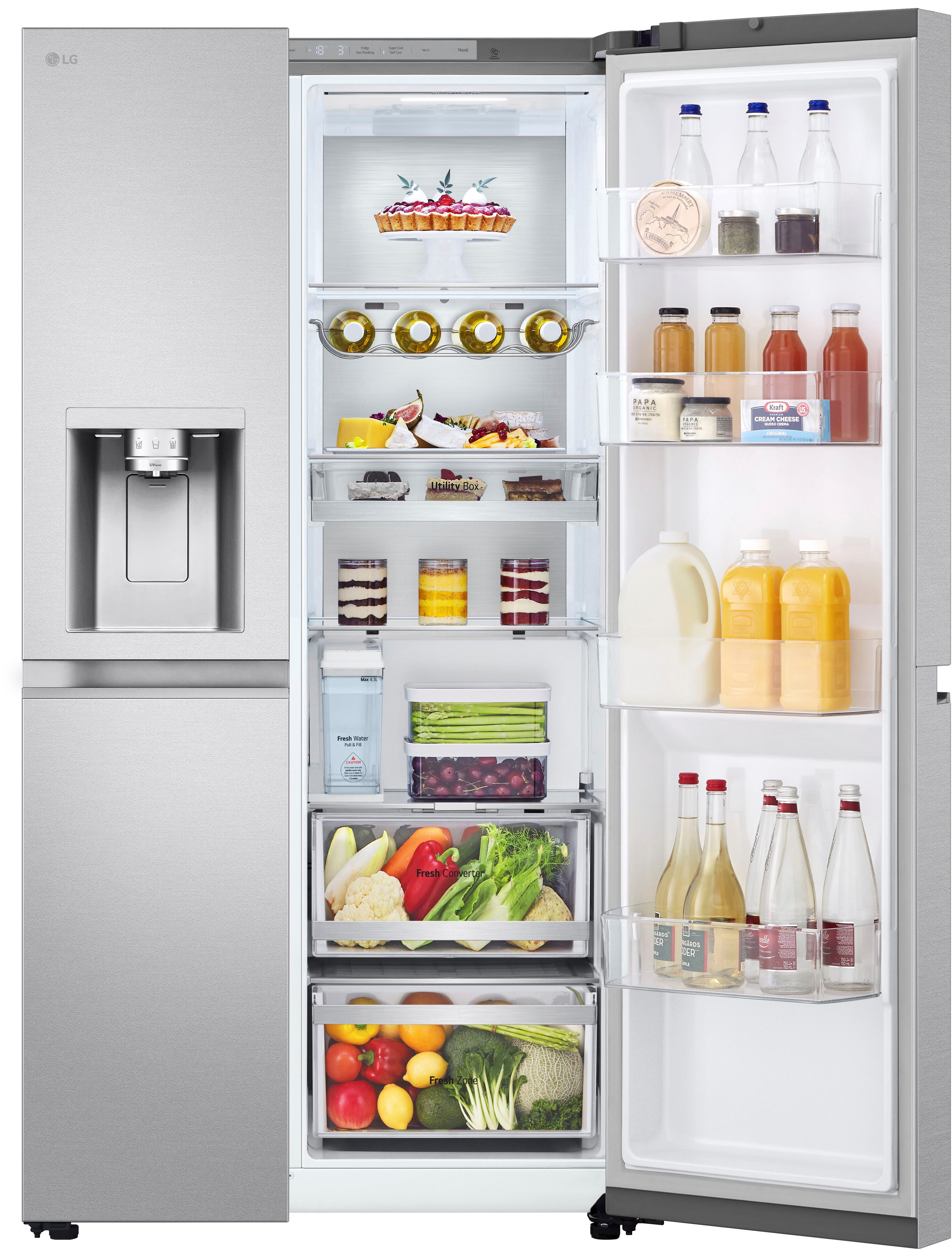 LG Side-by-Side GSLE91MBAC, 179 cm hoch, 91,3 cm breit, Eis-, Crushed Ice- und Wasserspender mit Wassertank, NoFrost