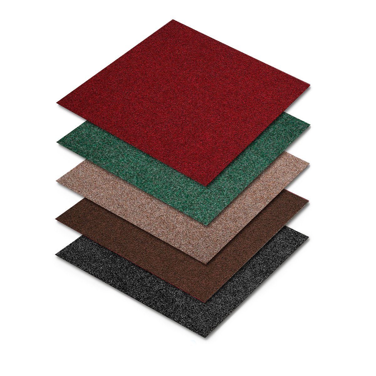 andiamo Teppichfliesen selbstklebend und zuschneidbar 40 x 40 cm -  Bodenbelag aus Nadelfilz zuschneidbare Filzplatten selbstklebend 4 m² - 25  Stück Standard Rot - Klickfliese