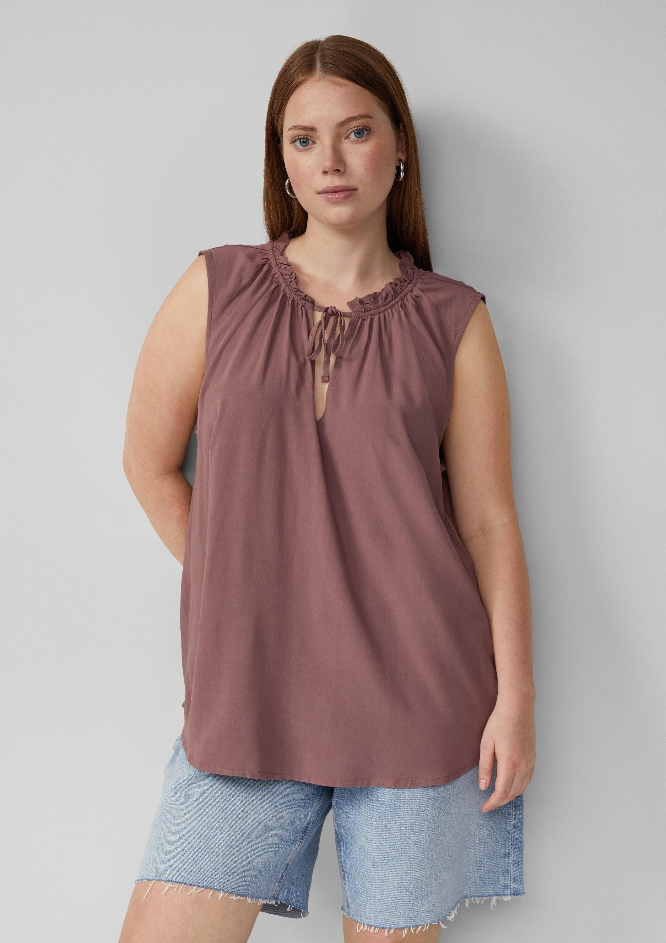 QS Blusentop Bluse Blusentop mit Rüschenkragen günstig online kaufen