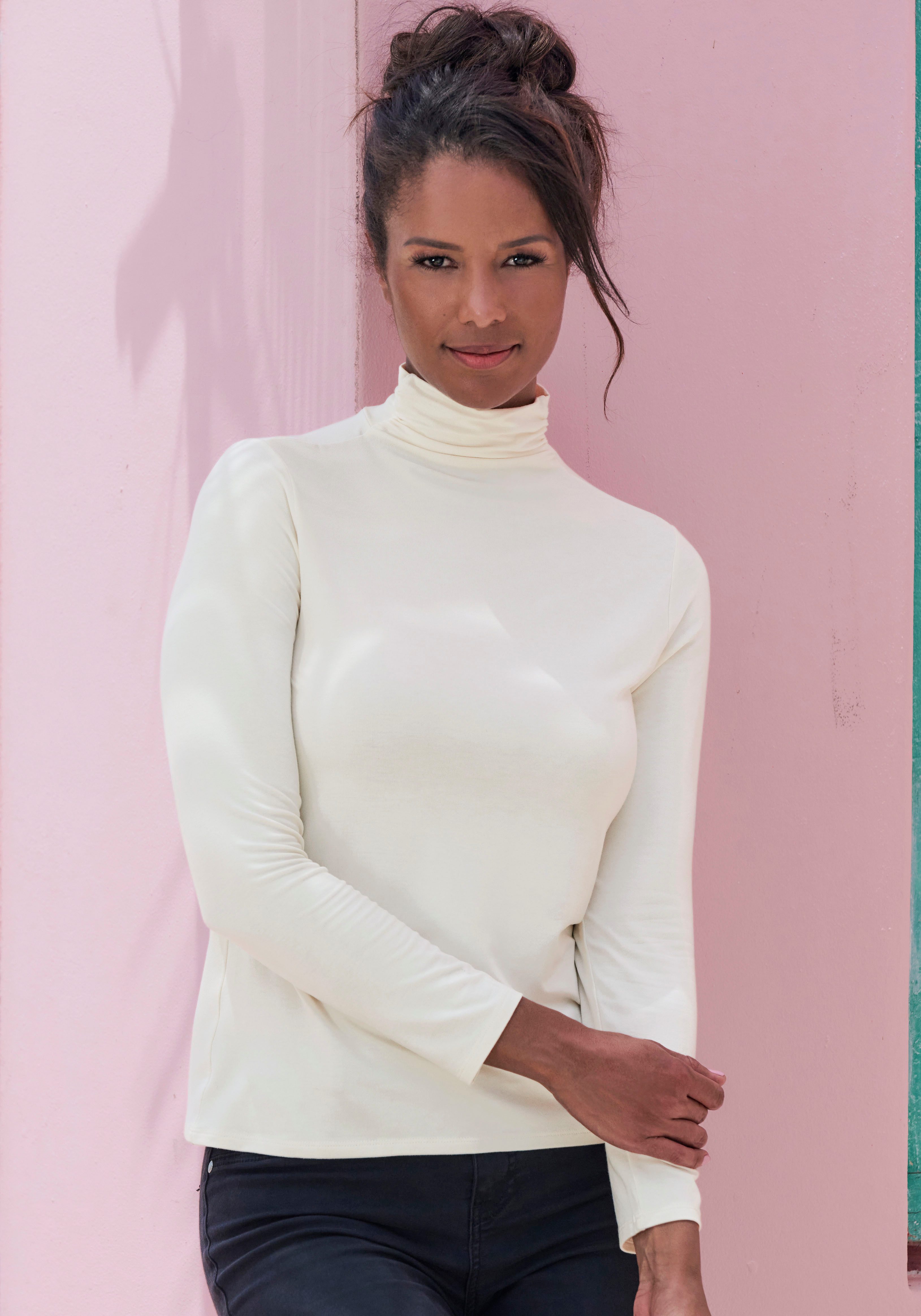 LASCANA Stehkragenshirt aus weichem Viskose-Stretch (2er-Pack)