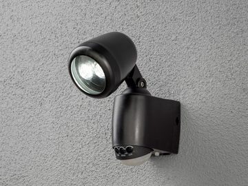 KONSTSMIDE LED Außen-Wandleuchte, LED fest integriert, Neutralweiß, 2er-Set schwenkbares Außenlicht mit Bewegungsmelder, Schwarz H: 20,5cm