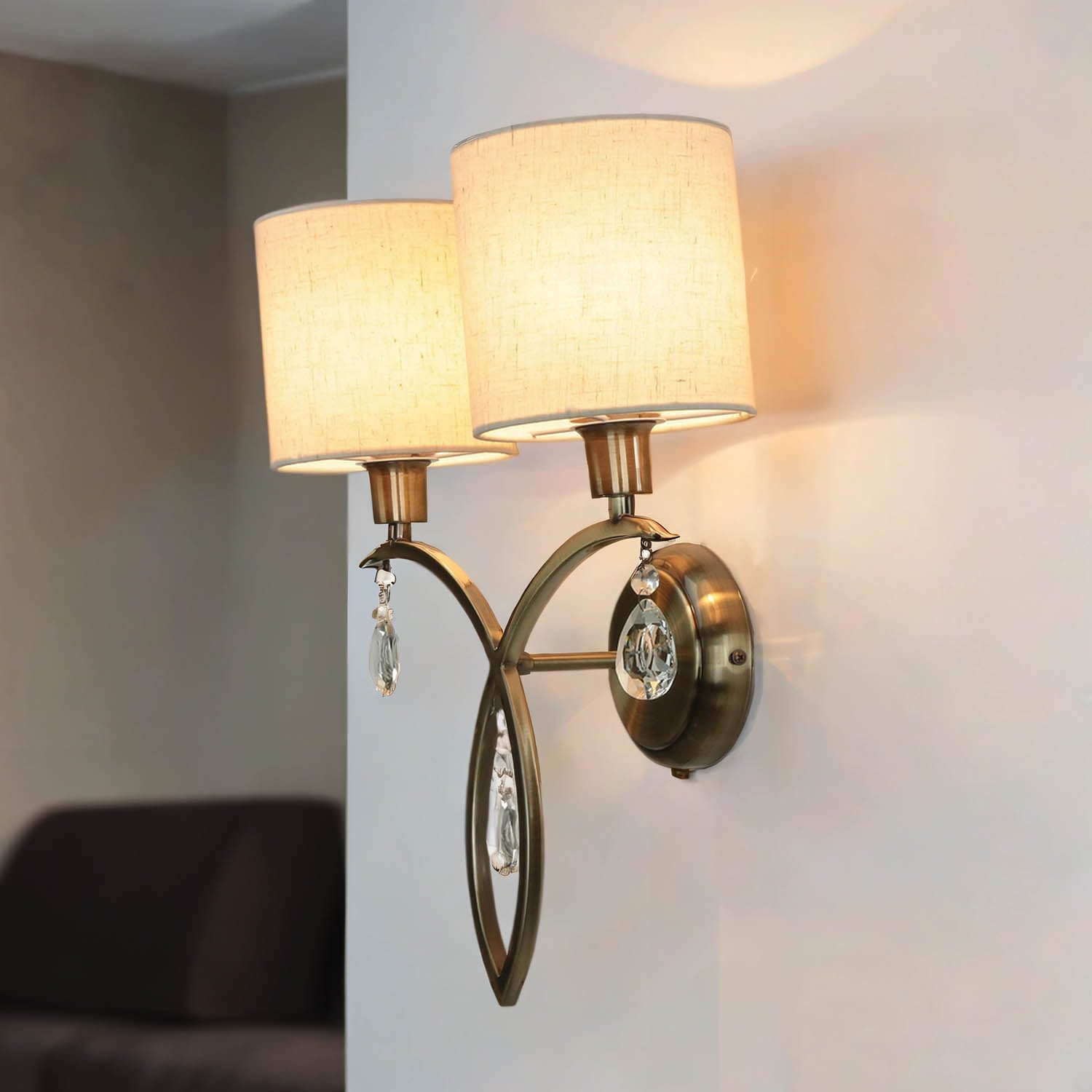 Licht-Erlebnisse Wandleuchte KENZIE, ohne Leuchtmittel, 2-flammig in Messin günstig online kaufen