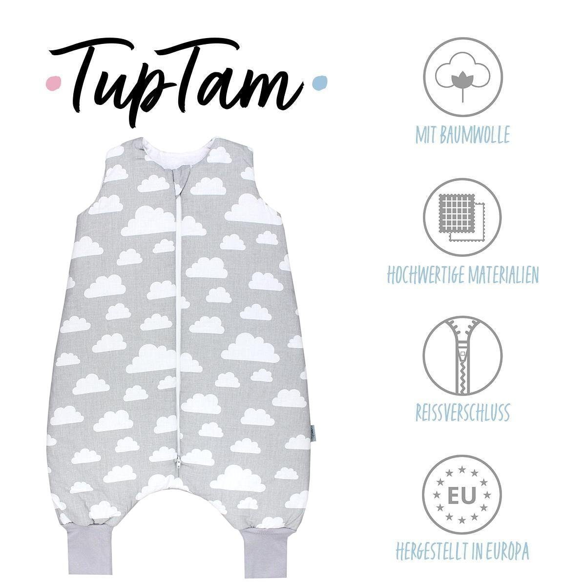 TupTam Babyschlafsack mit zertifiziert Beinen Winterschlafsack 2.5 OEKO-TEX Wolken Grau TOG