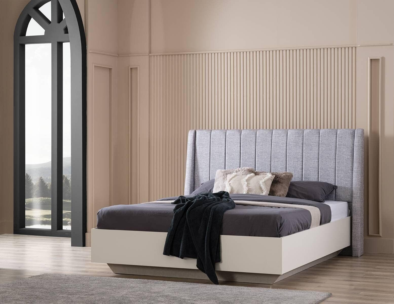 Schlafzimmer-Set Doppelbett Schlafzimmer Garnitur Bett Holz Set 3tlg Weiß Nachttische