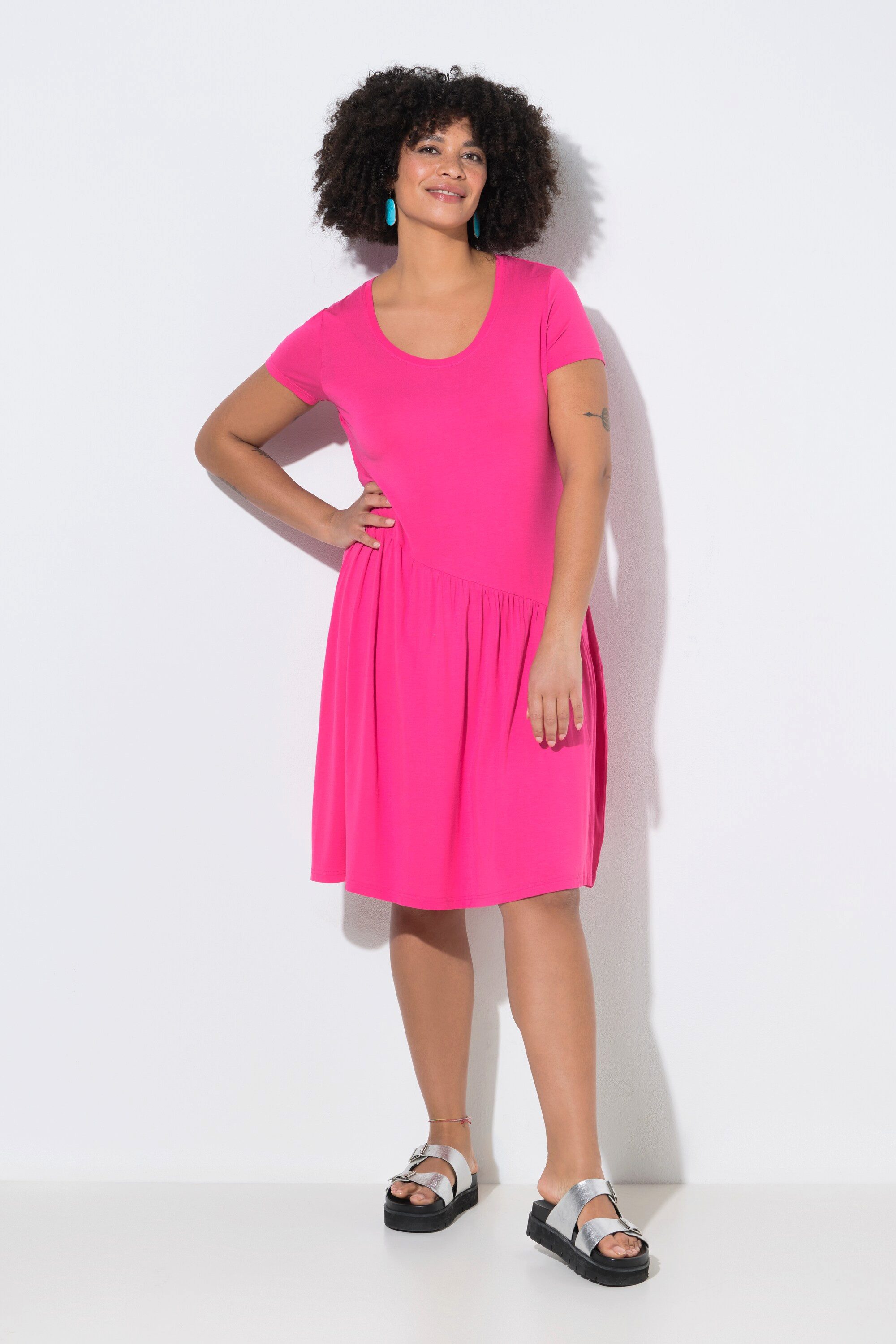 Angel of Style Jerseykleid Jerseykleid diagonale Taillennaht Halbarm