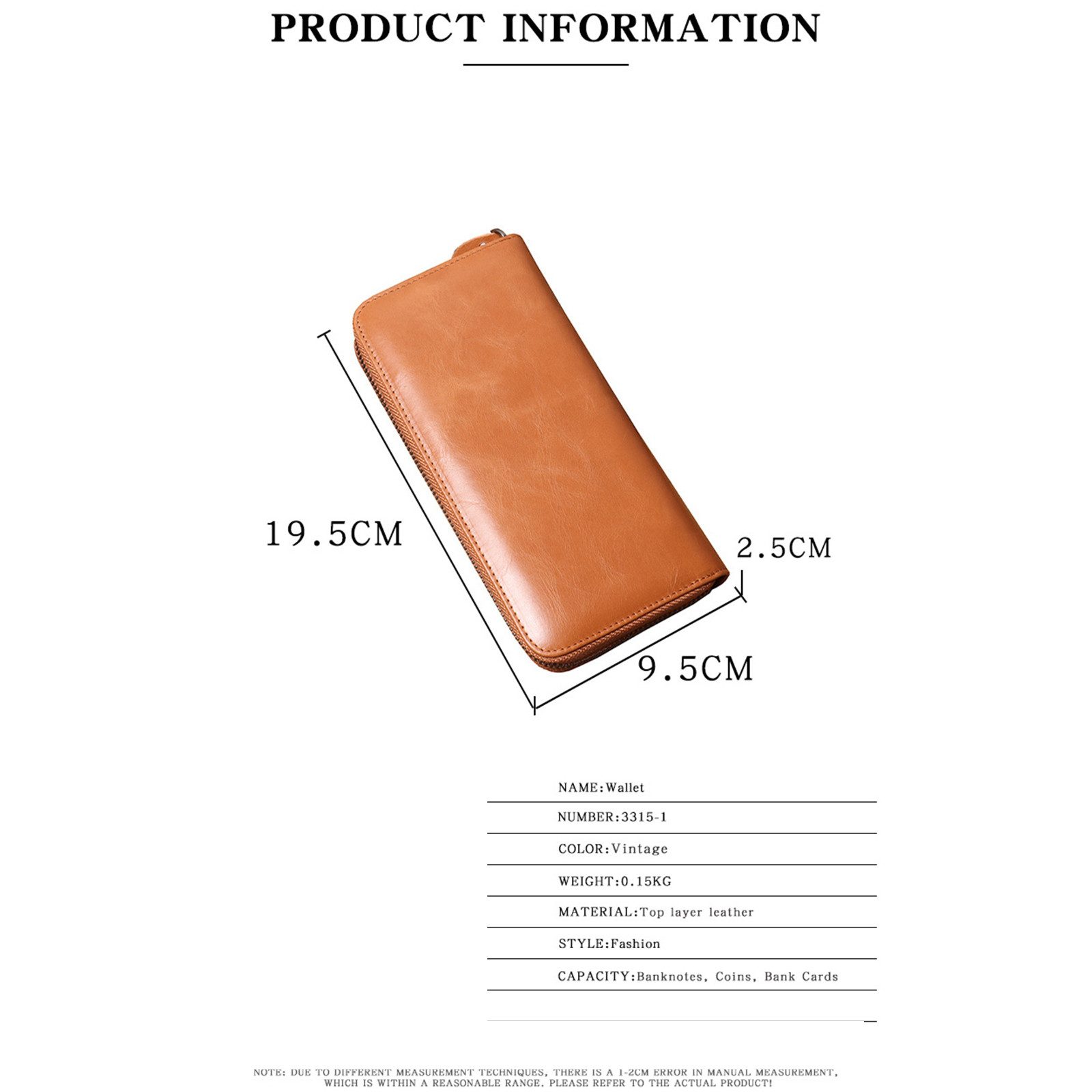 YUBRO-STUDIO Clutch Herren Leder Geldbörse RFID Schutz Langbörse Zip Rund