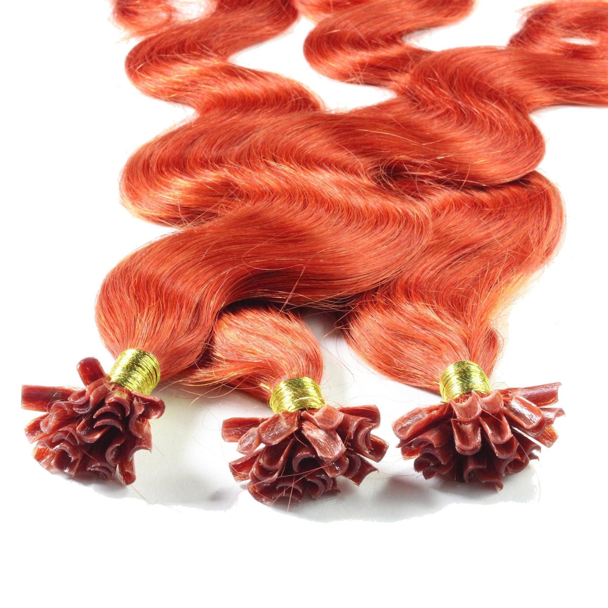 Bonding Hellblond #8/43 Rot-Gold hair2heart 0.5g Extensions 40cm Echthaar-Extension gewellt