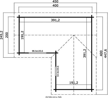 LASITA MAJA Gartenhaus PORTSMOUTH, BxT: 450x448 cm, (Set, inkl. Fussbodenbretter zum verlegen)