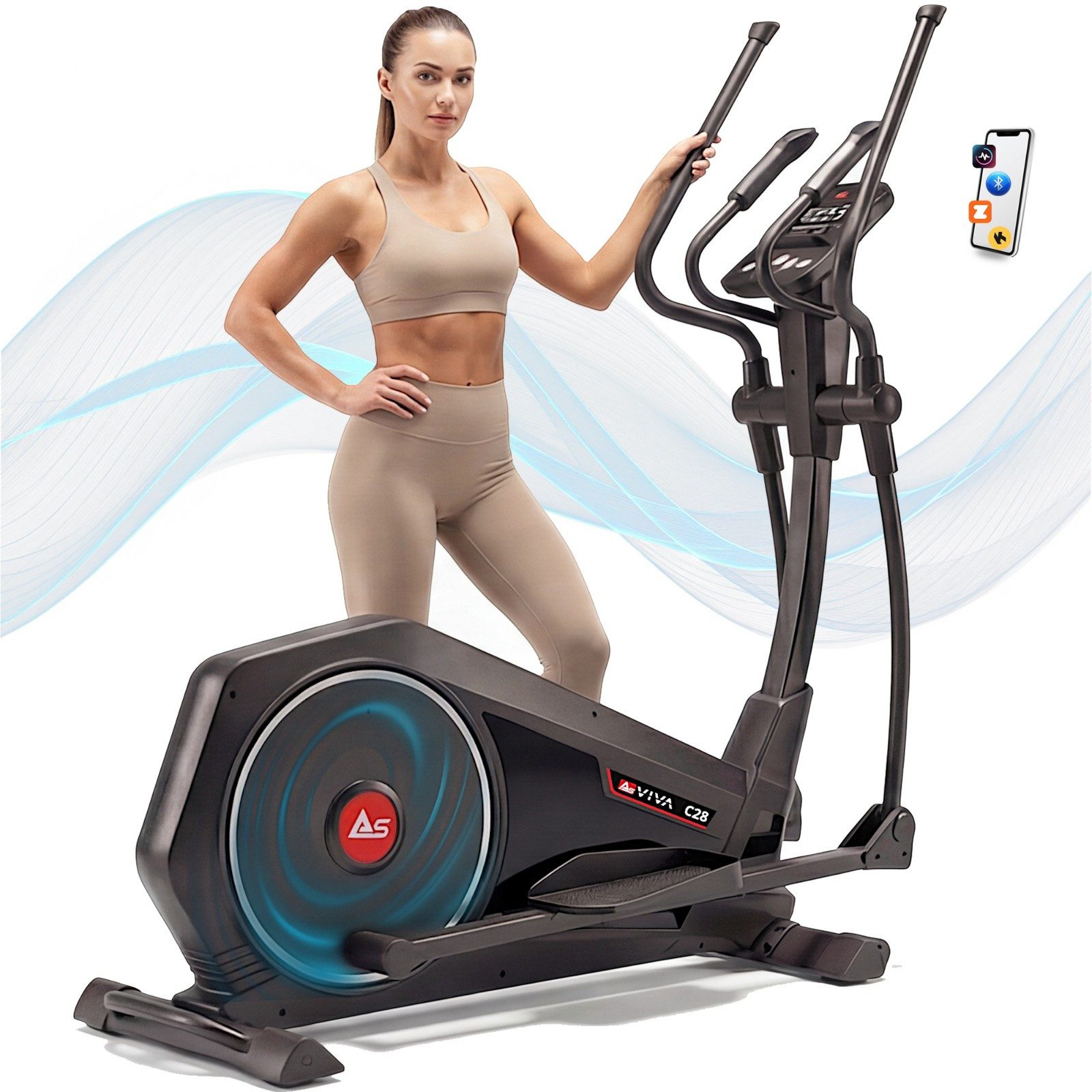 AsVIVA Crosstrainer C28 Pro, Ergometer-Funktion, 16 kg Schwungmasse, Leiser Riemenantrieb