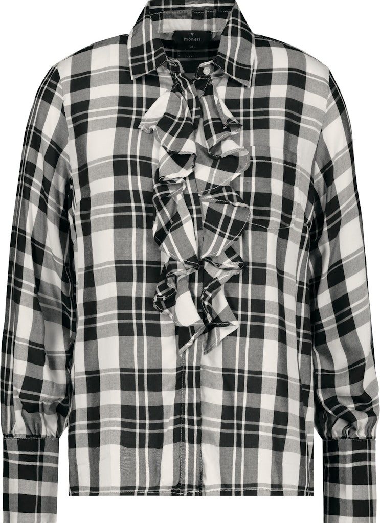 Langarmbluse Bluse schwarz gemustert