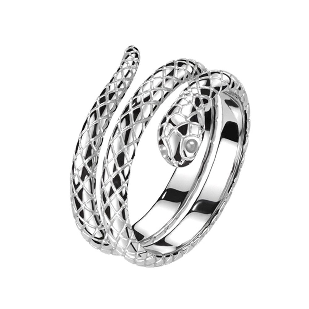Taffstyle Fingerring Edelstahl Ring Schlangenmuster Schlangen Wickelring Größe 67 (21.3) (Massiv Breit Rocker Schmuck Bikerschmuck Fingerring), Fingerring Herren Stein Siegelring Ring Herrenring Männer Biker