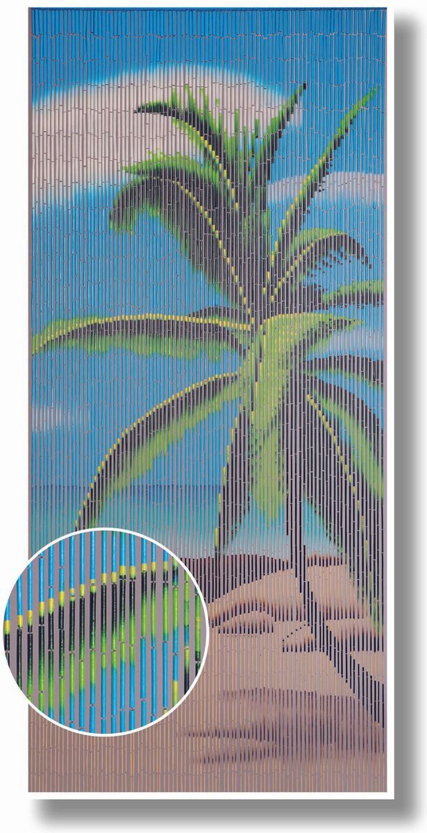 CONACORD Türvorhang Decona Paradise Dekovorhang bunt, Hakenaufhängung, halbtransparent, 90 x 200 cm, Bambus - blickdicht dank hoher Stranganzahl