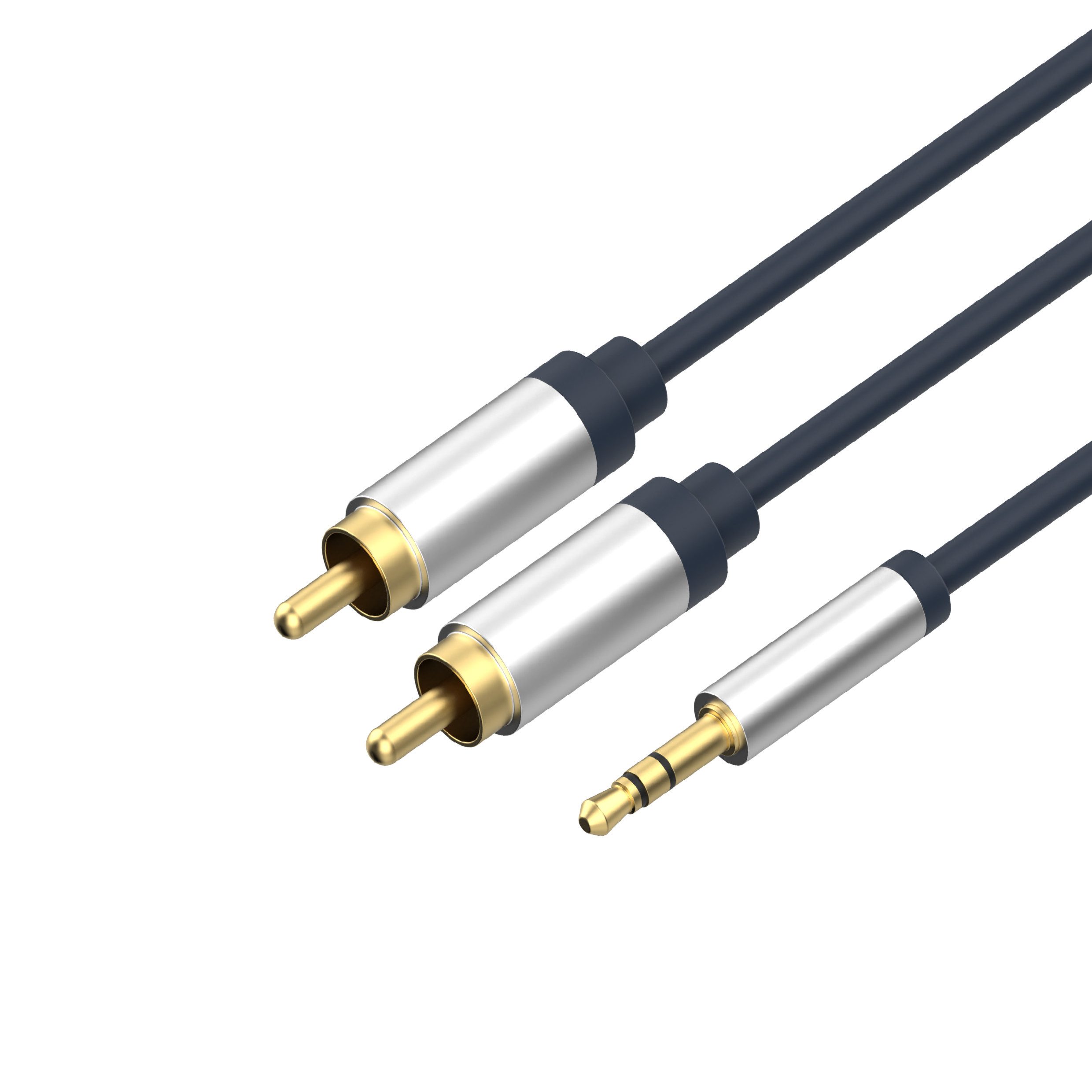 Flexline® 3,5mm Klinken-Kabel auf 2xCinch Stecker RCA, 0,75m Audio-Kabel, (75,00 cm)