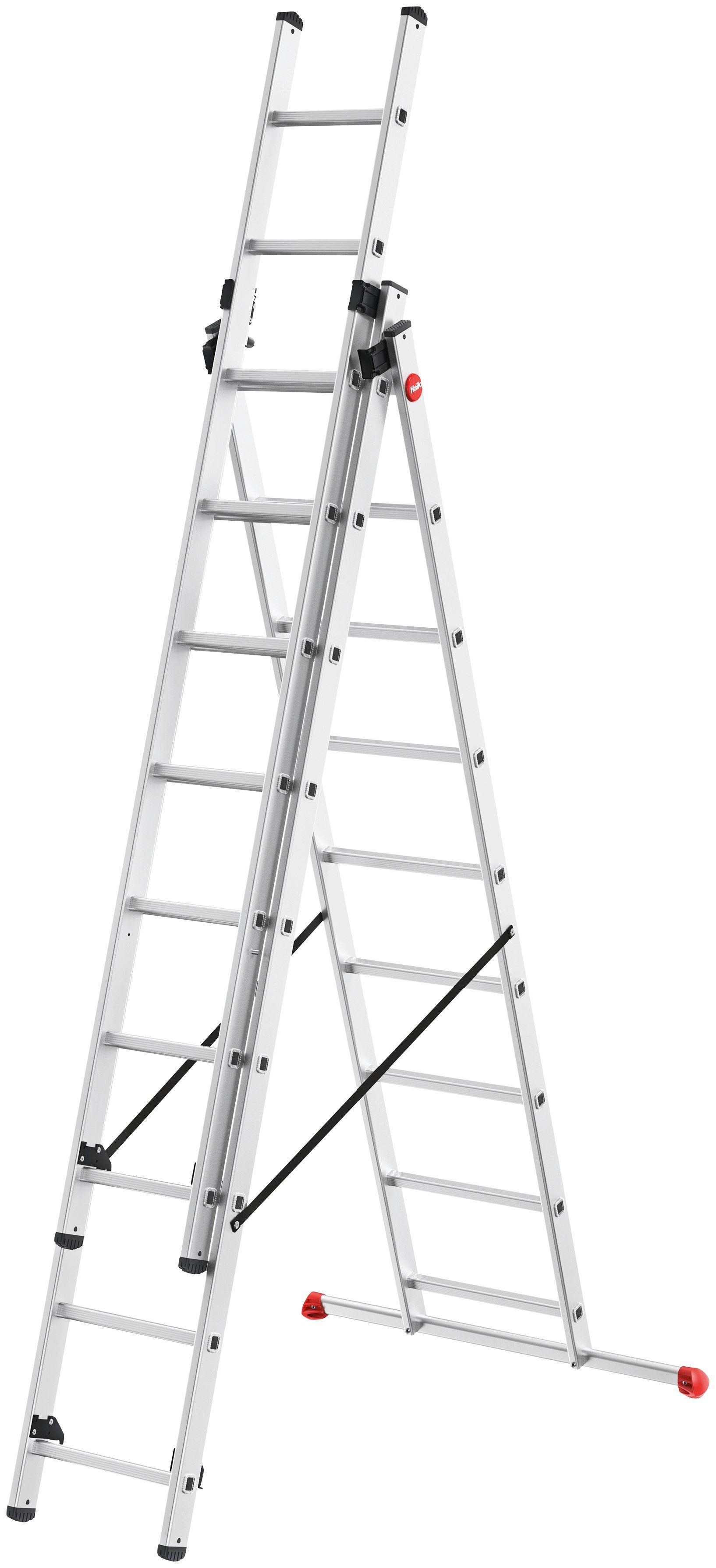 Hailo Vielzweckleiter HobbyStep combi (Set), Aluminium Kombileiter 3-teilig 3x9 Sprossen