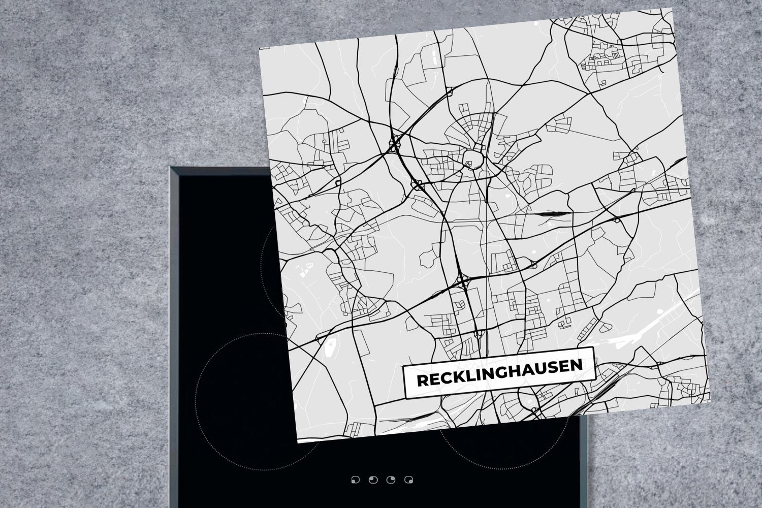 78x78 - küche Arbeitsplatte Vinyl, Karte, Karte für Stadtplan Deutschland MuchoWow - - (1 cm, - Recklinghausen Herdblende-/Abdeckplatte tlg), Ceranfeldabdeckung,