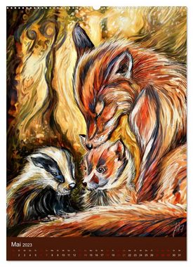 CALVENDO Wandkalender Künstlerische Tiergeschichten (Premium, hochwertiger DIN A2 Wandkalender 2023, Kunstdruck in Hochglanz)