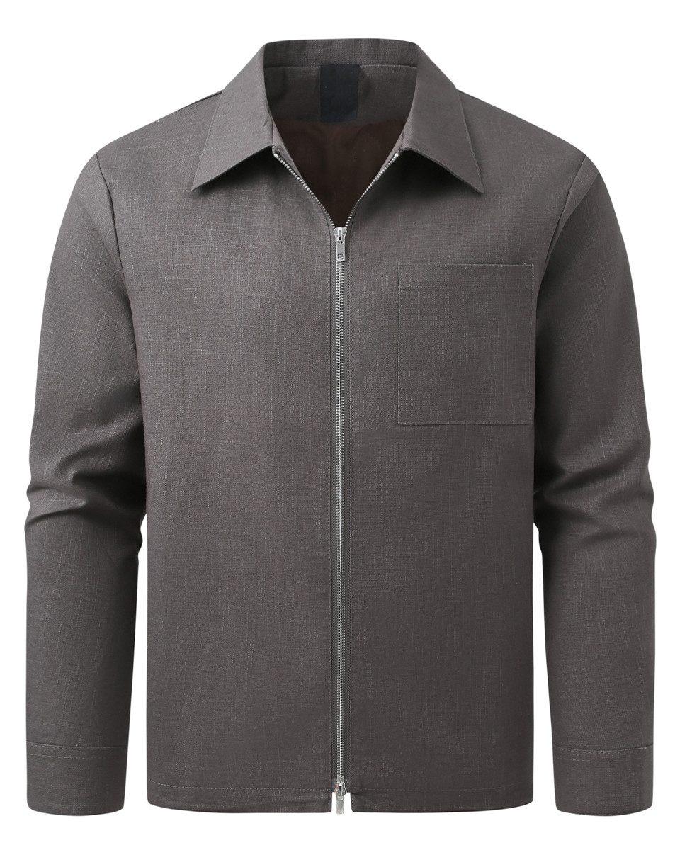 Allthemen Hemdjacke mit Reverskragen Herren Hemdjacke aus Leinen perfekt Passform