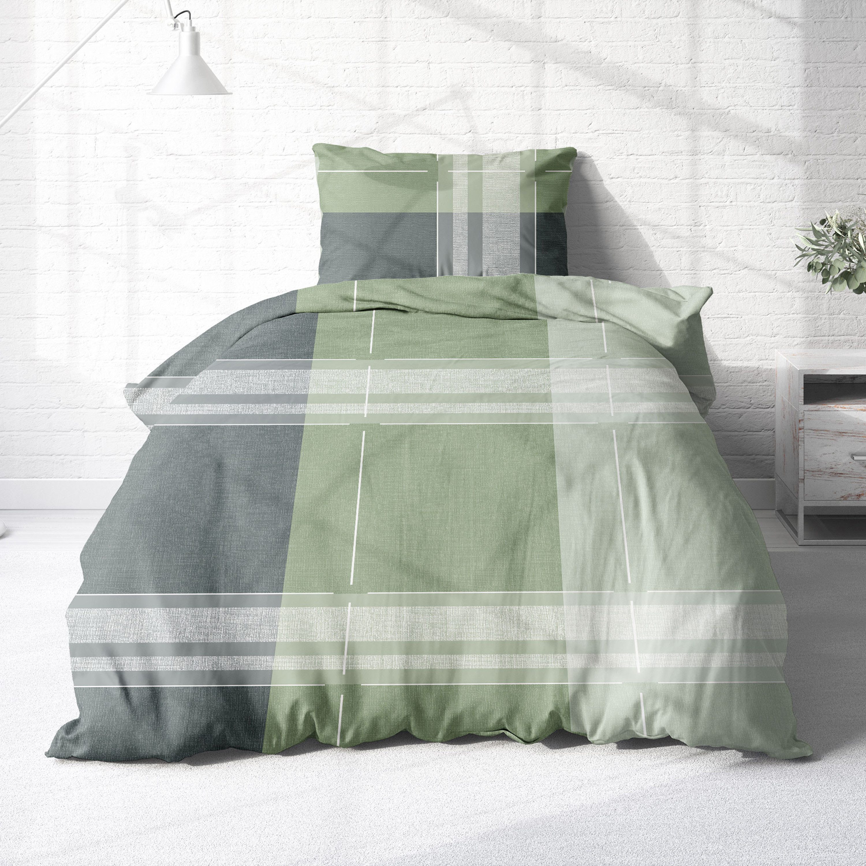 Träumschön Bettwäsche Premium Biber Bettwäsche 135x200 oder 155x220 cm, grün, Baumwolle, 2 teilig