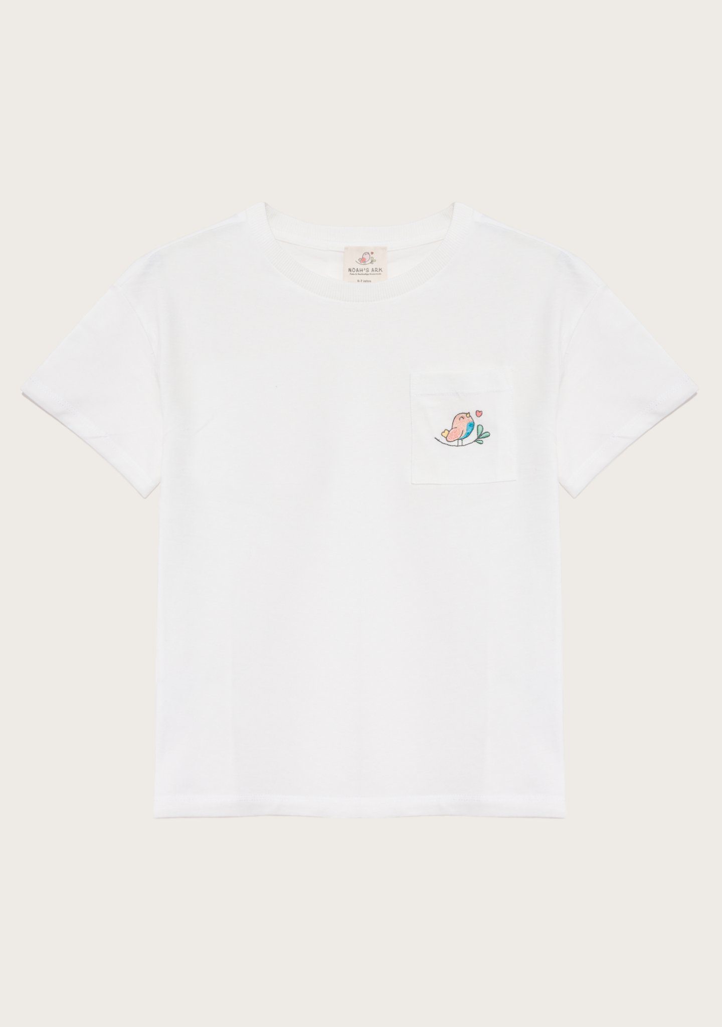 Noah's Ark T-Shirt Shirt für Kinder mit Brusttasche Ecru aus Baumwolle aus Baumwolle, mit Rundhalsausschnitt, in Unifarbe, unisex