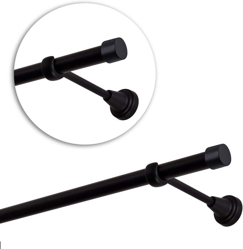 MDEKOR Gardinenstange Vorhangstange 19mm, 1-läufig, 1-läufig Wand oder Deckenmontage, 120 cm Schwarz Matt