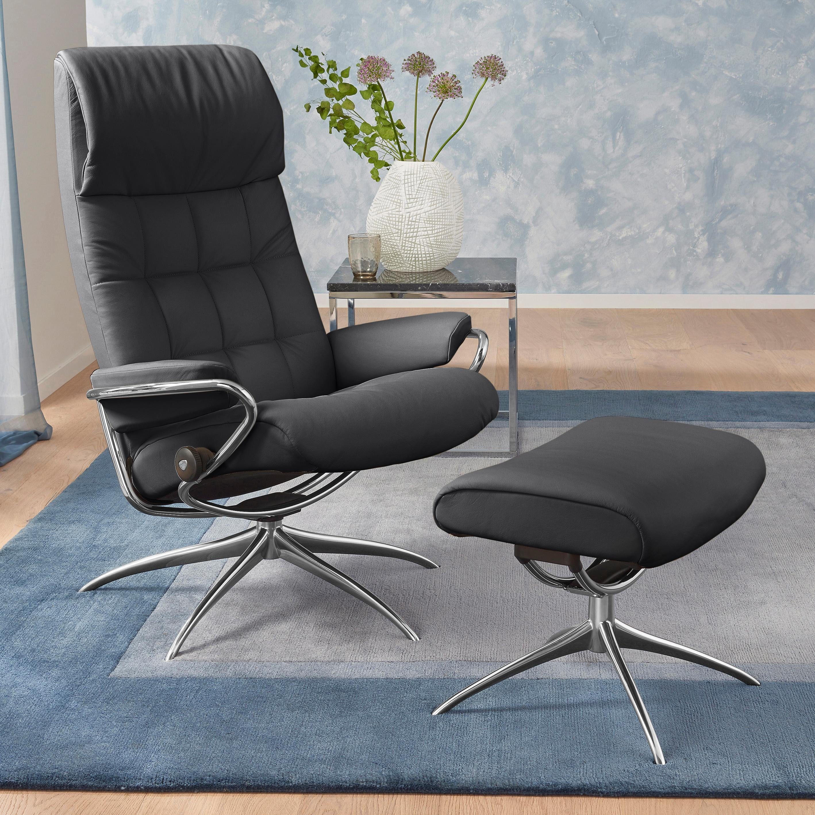 Stressless® Relaxsessel London (Set, Relaxsessel mit Hocker), mit Hocker, High Back, mit Star Base, Gestell Chrom