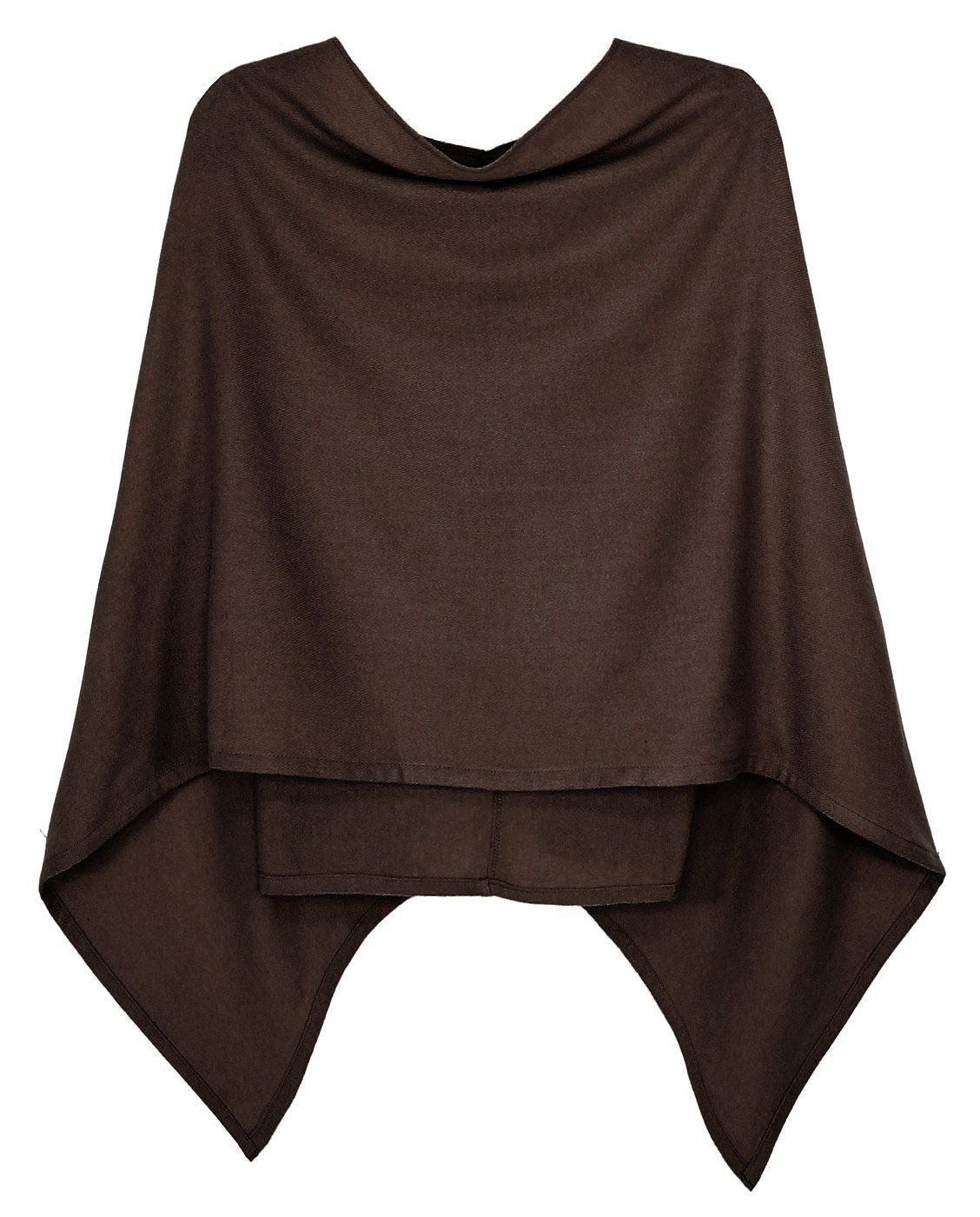 dy_mode Strickponcho Damen Poncho in Unifarben Weiches Strickponcho Cape Herbst Umhang in Unifarbe, Vorne Kurz - Seitlich Lang Schnitt