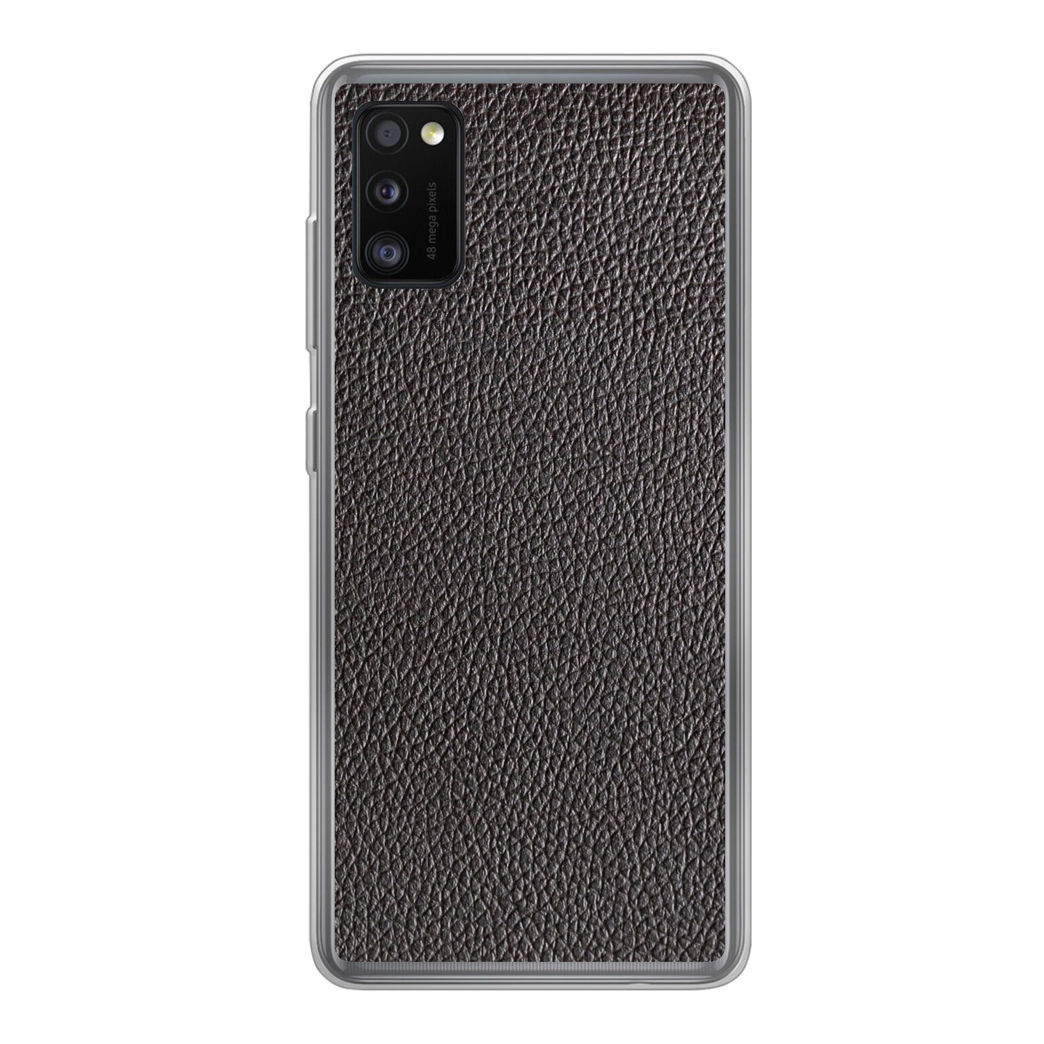MuchoWow Handyhülle für Samsung Galaxy A41 Leder - Lederoptik - Schwarz - Hell, Smartphone-Bumper, Print, Handy Schutzhülle Dünn