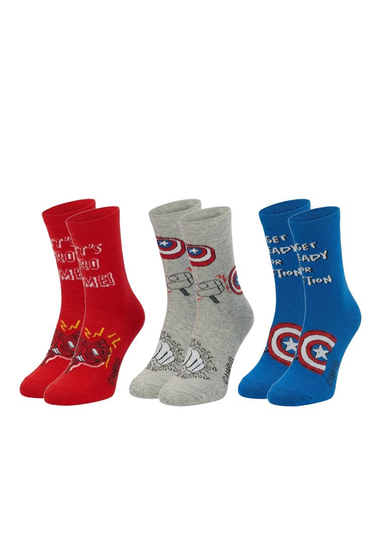 ONOMATO! Socken Avengers Jungen Socken 3er Pack Marvel Iron Man Captain America (3-Paar)