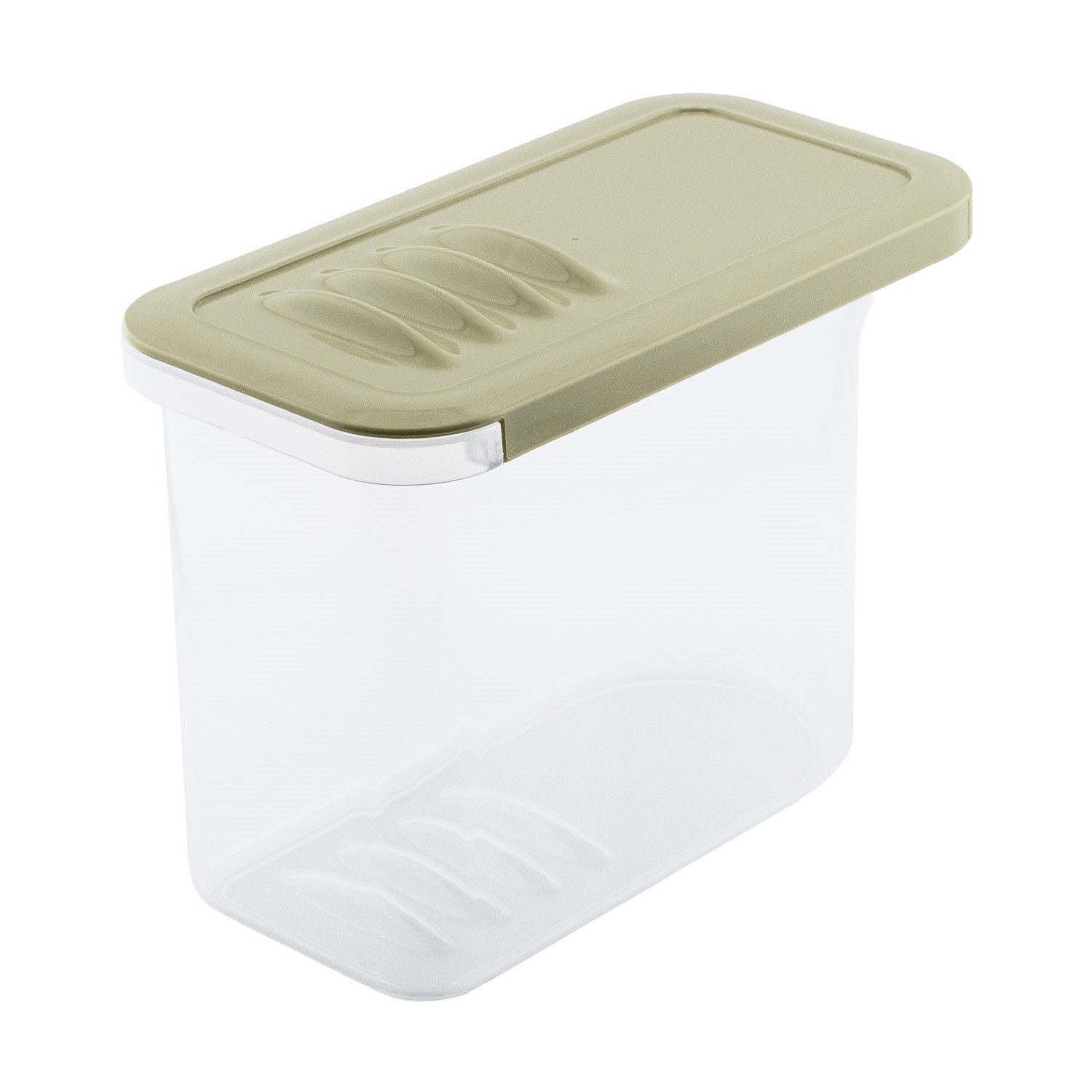 BranQ Müslibox Shark Lebensmittelbehälter mit olivgrünem Deckel, Kunststoff, Transparent, ergonomische Form