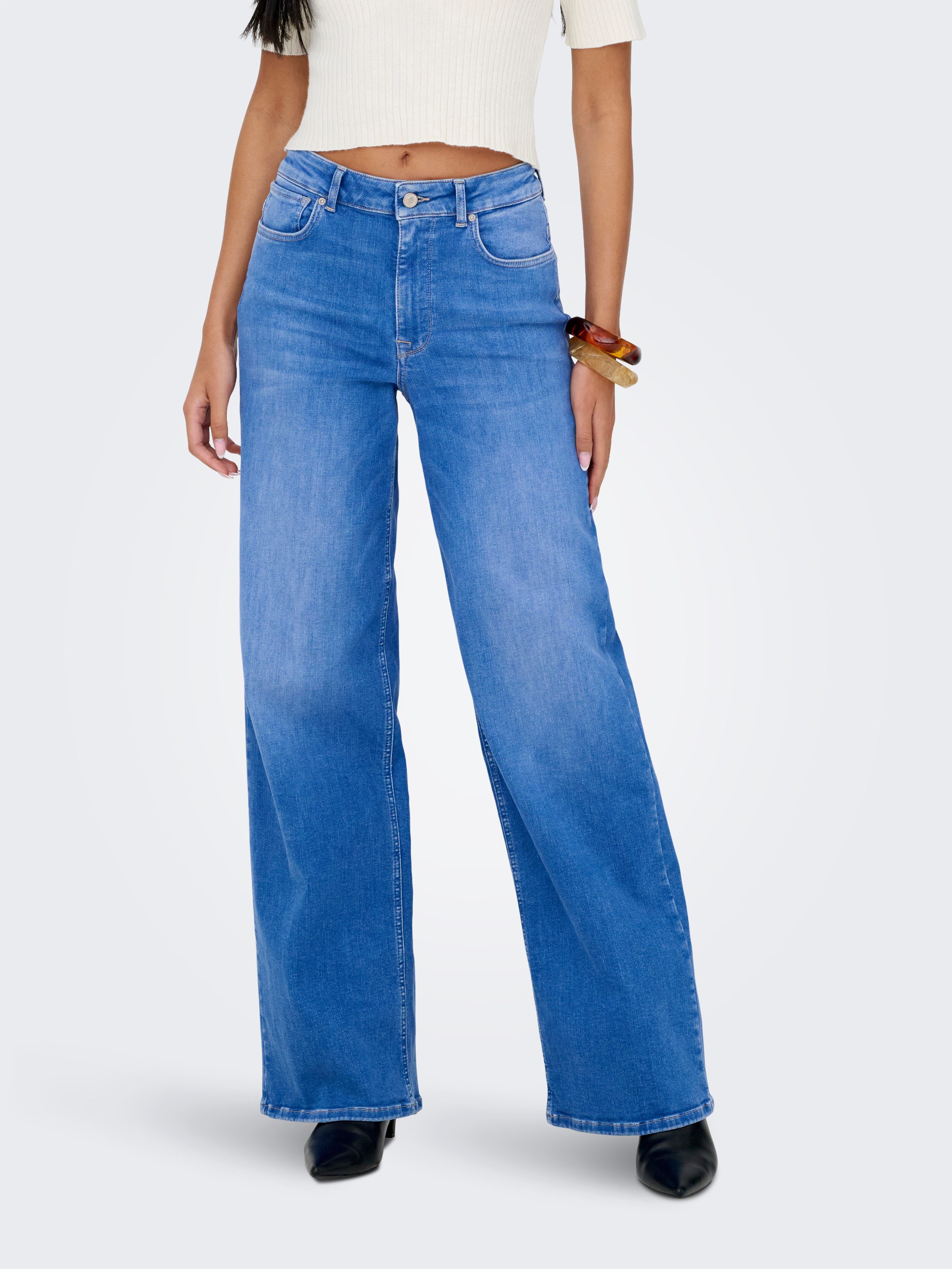 ONLY High-waist-Jeans ONLMADISON BLUSH HW WIDE DNM REA262 NOOS hohe Leibhöhe, weites Bein, special bright blue denim