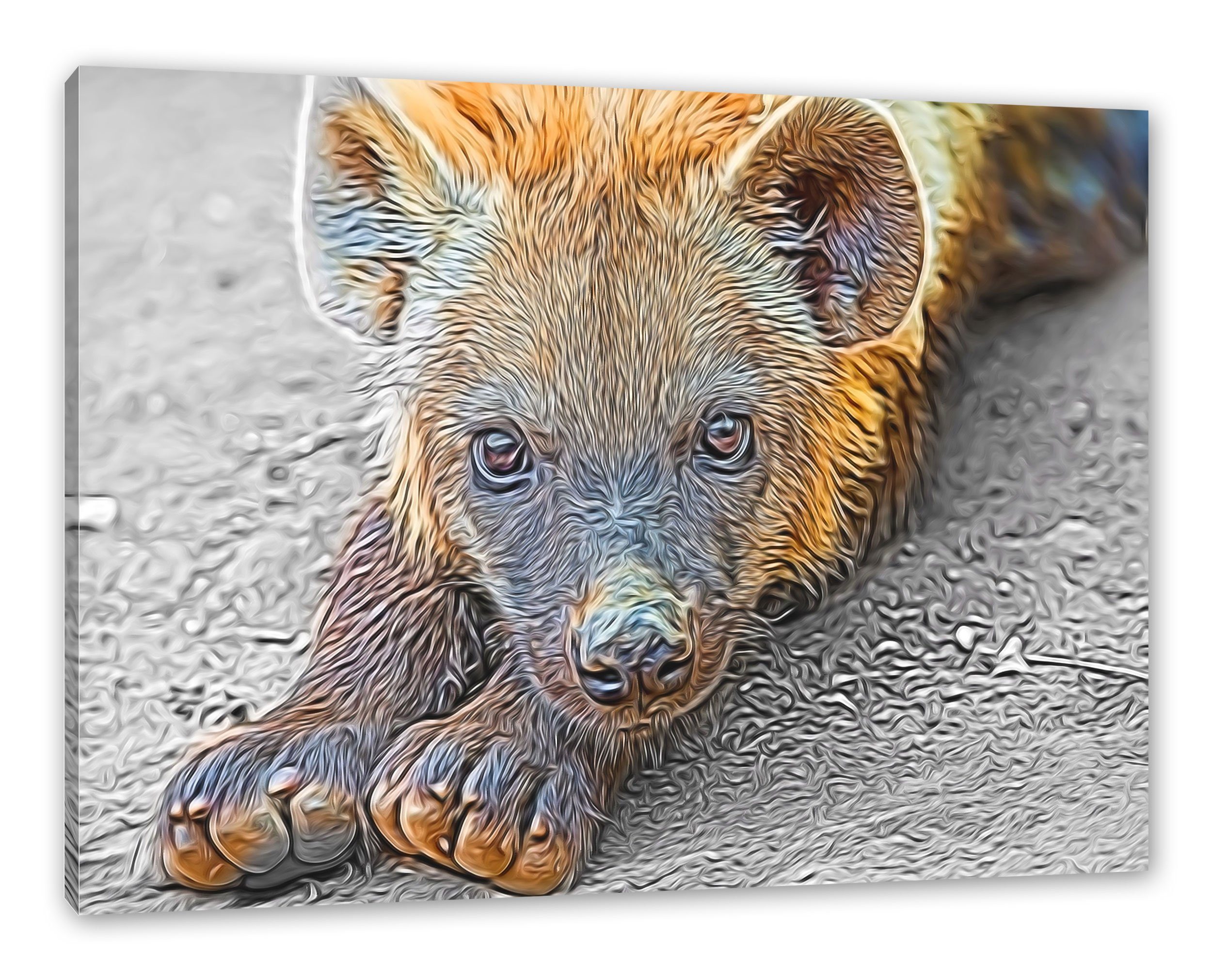 Pixxprint Leinwandbild Hyäne inkl. Leinwandbild kleine Hyäne, (1 St), niedliche fertig kleine niedliche Zackenaufhänger bespannt