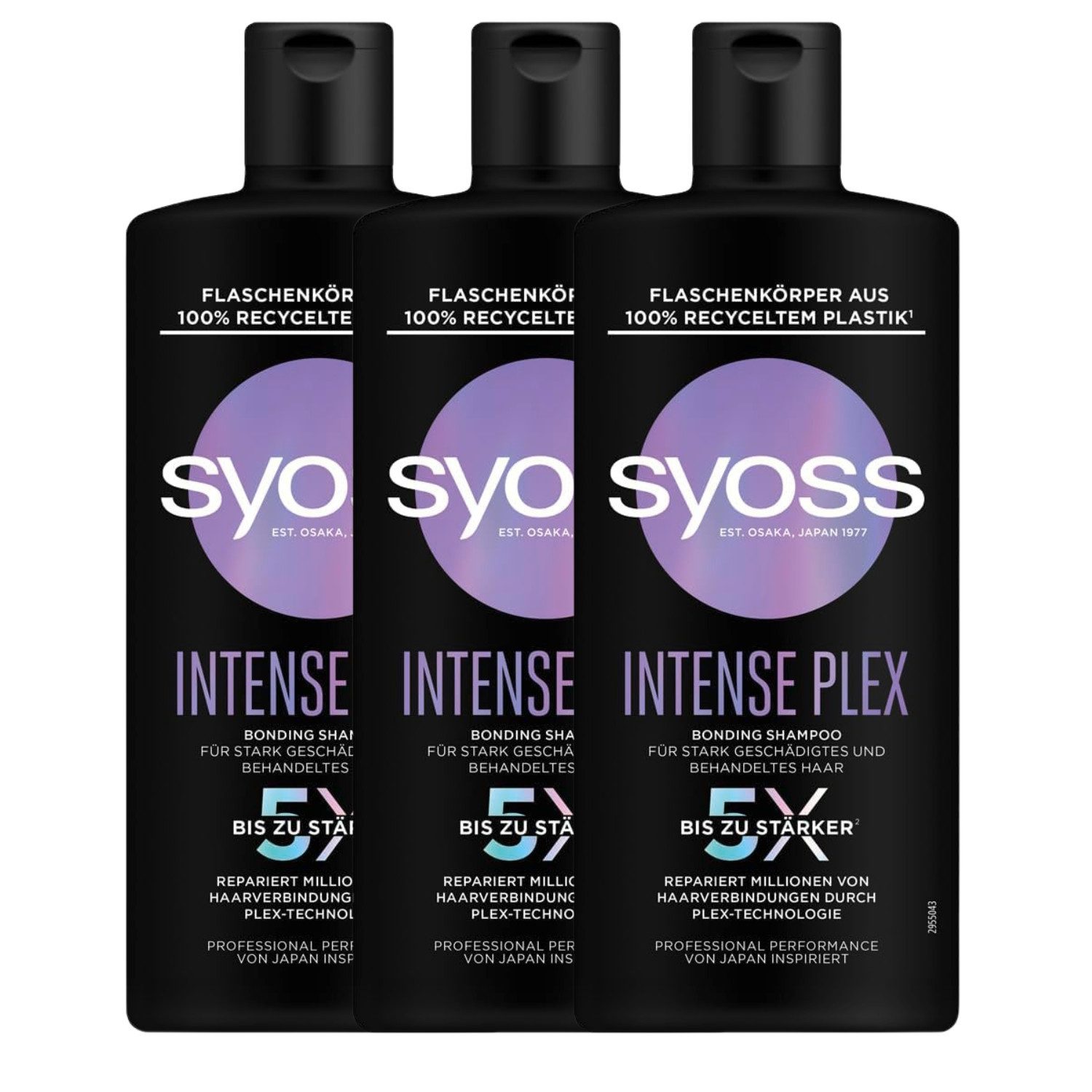 Syoss Haarshampoo 3 x Syoss Shampoo Intense Plex Für stark geschädigtes Haar Repariert &