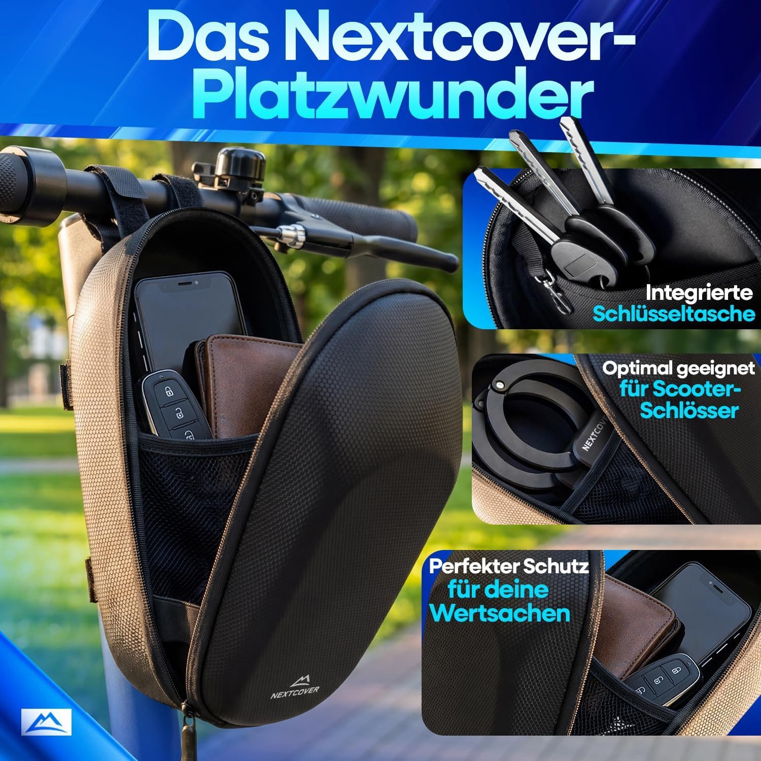 Nextcover Kettenschloss NEXTCOVER® E-Scooter Schloss [Steel-Secure-Technologie]