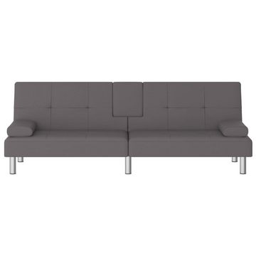 vidaXL Sofa Schlafsofa mit Getränkehaltern Grau Kunstleder