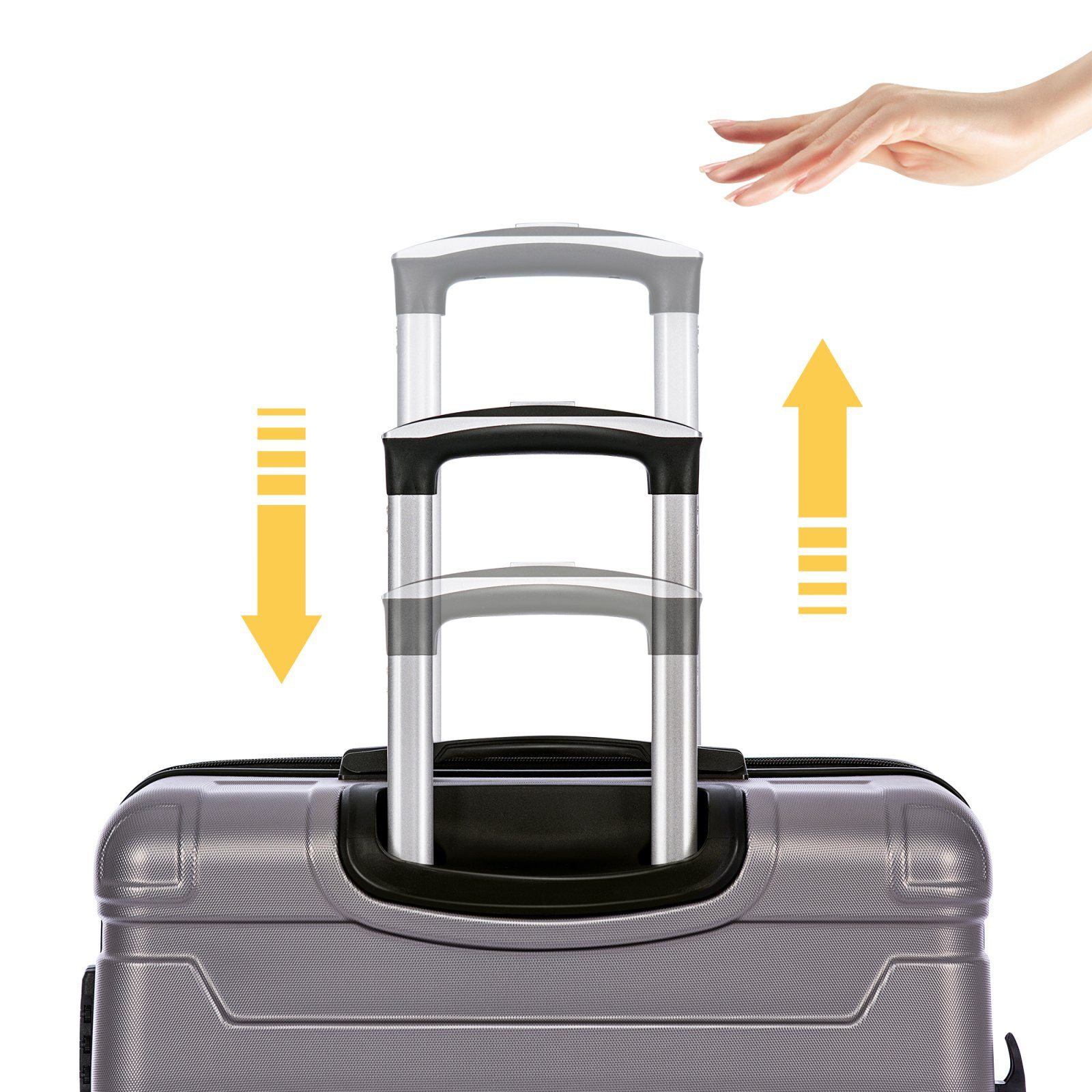 SEEZSSA Handgepäckkoffer Hartschalen-Handgepäck Universalrad Koffer TSA-Schloss Trolleyset Grau mit