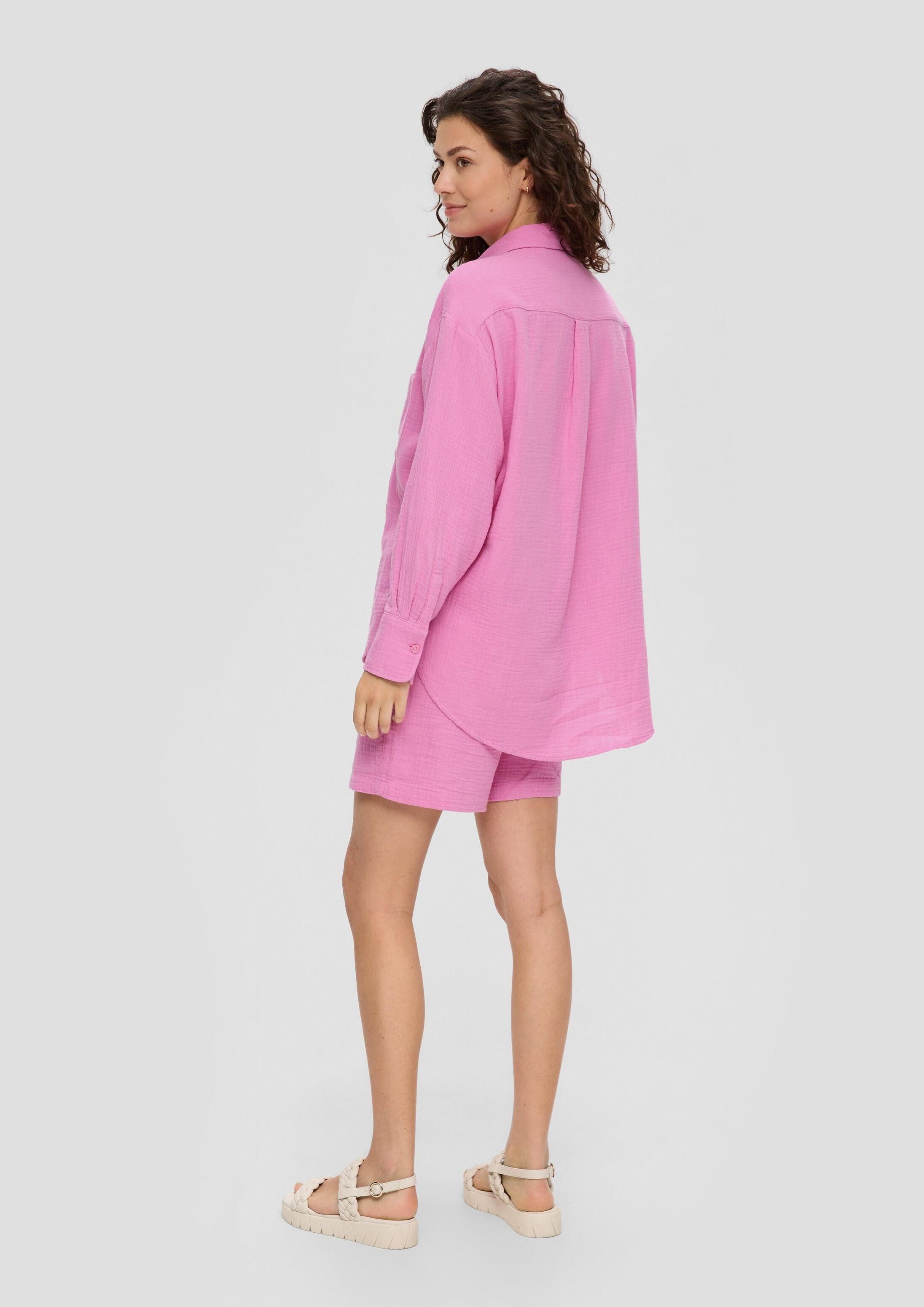 s.Oliver Langarmbluse Bluse Relaxed-Fit-Hemdbluse mit Musterstruktur
