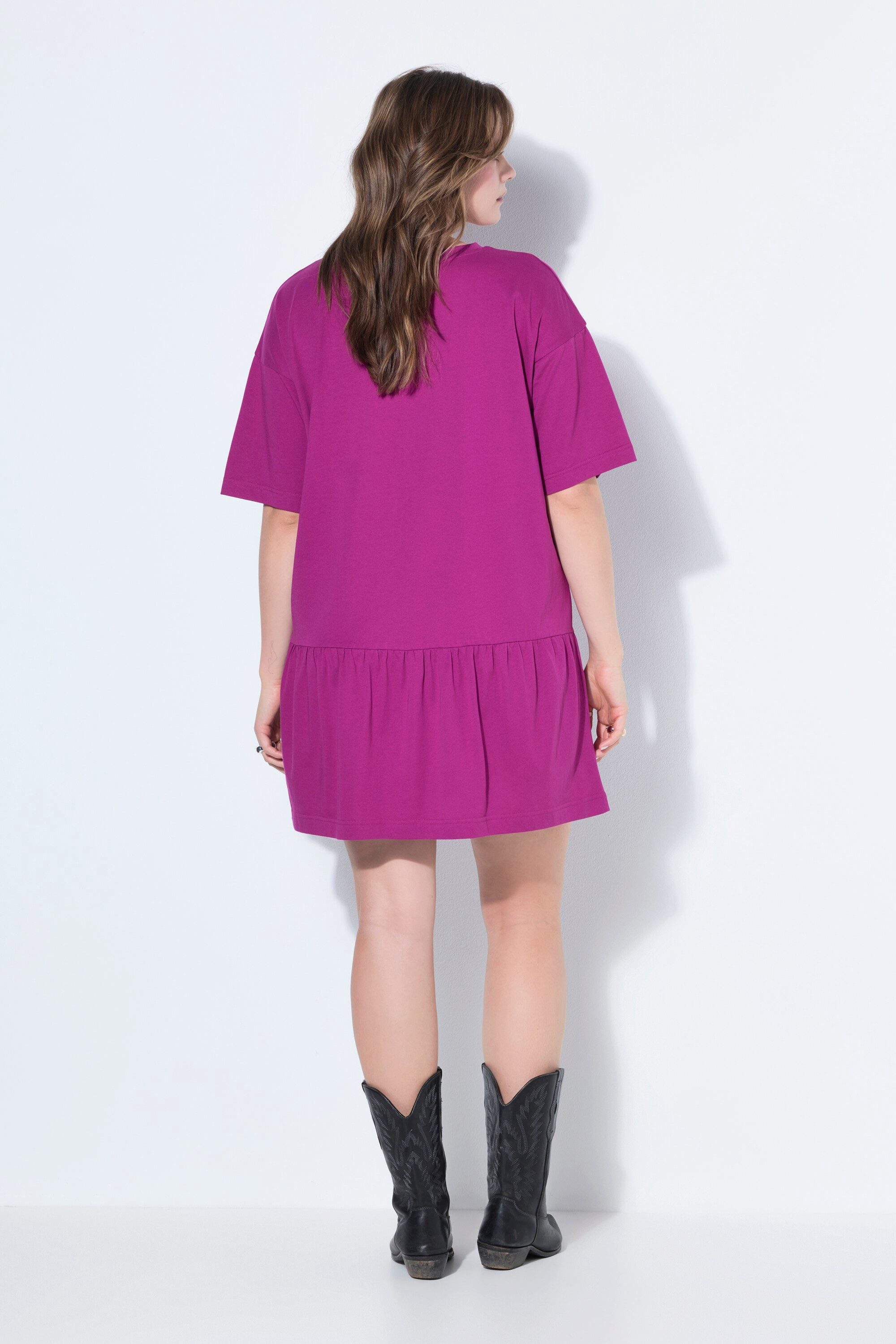 Studio Untold Midikleid Jerseykleid A-Linie Saumvolant Halbarm